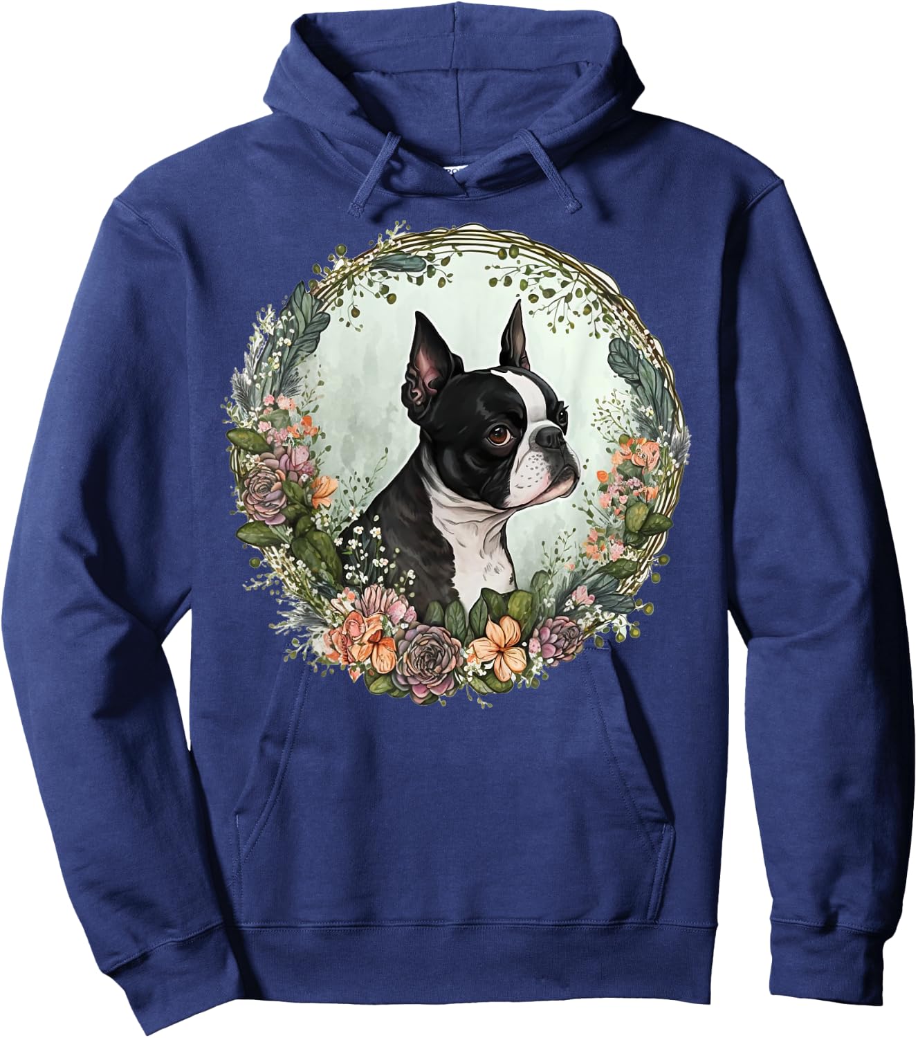 Cute Boston Terrier Dog on Boston Terrier Lover Men Women Kids Hoodie - Hoodie | Navy
