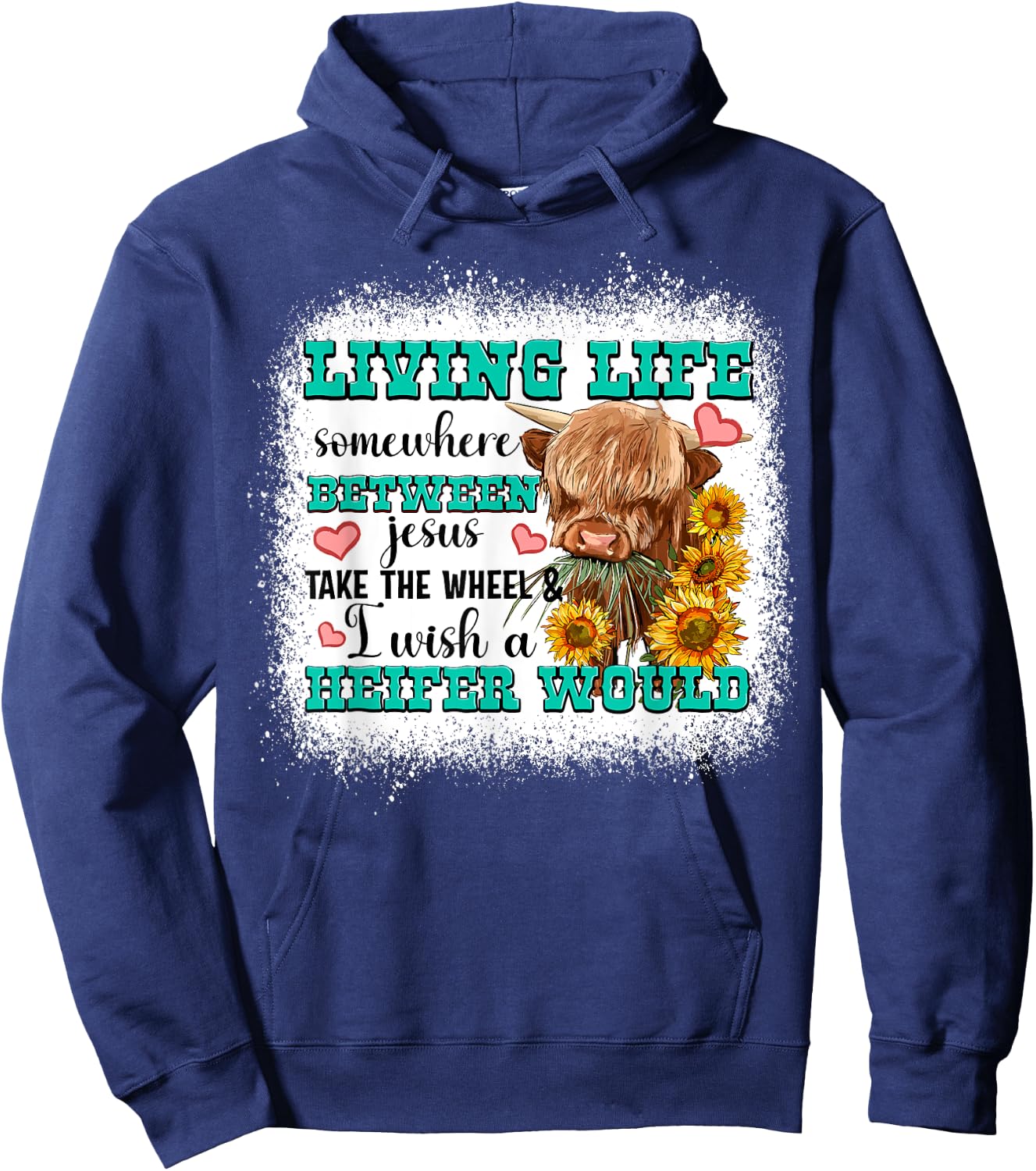 Living Life Somewhere Between Jesus Take The Wheel Hoodie - Hoodie | Navy