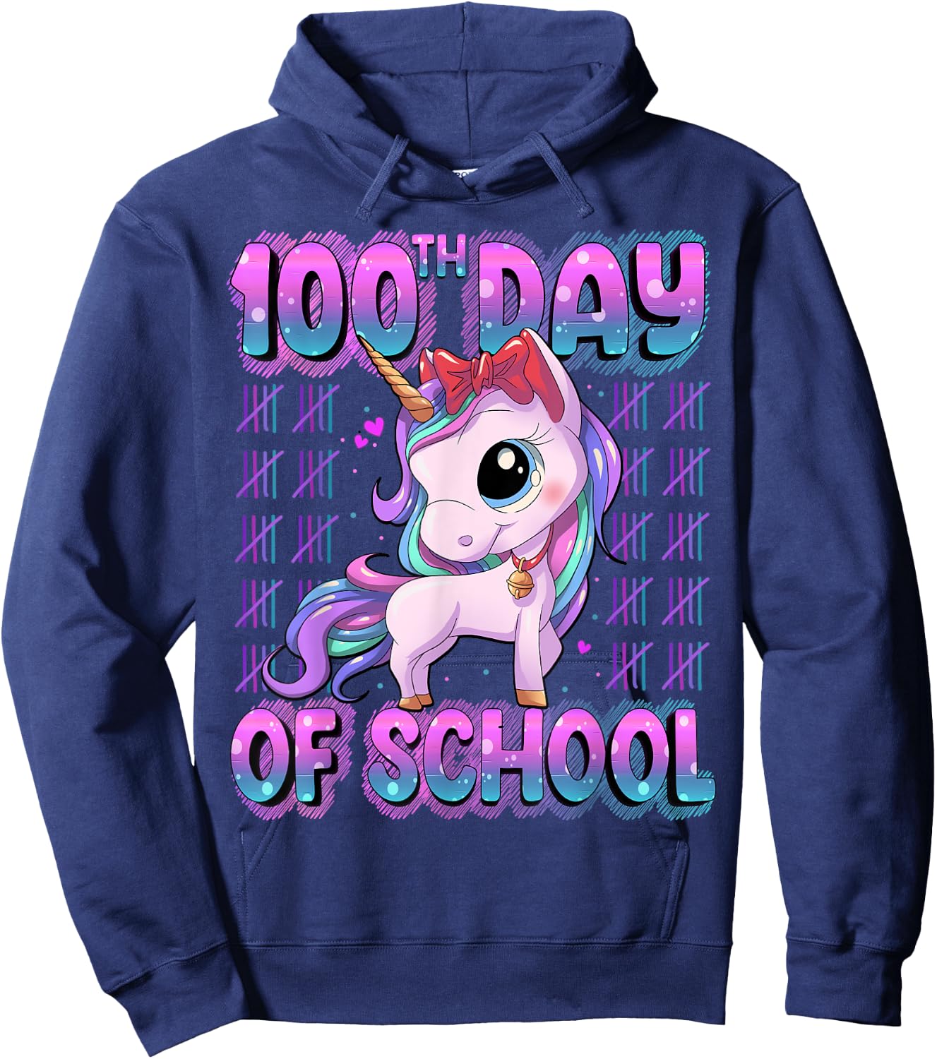 100 Days Of School Shirt Unicorn 100 Days Smarter 100th Day Hoodie - Hoodie | Navy