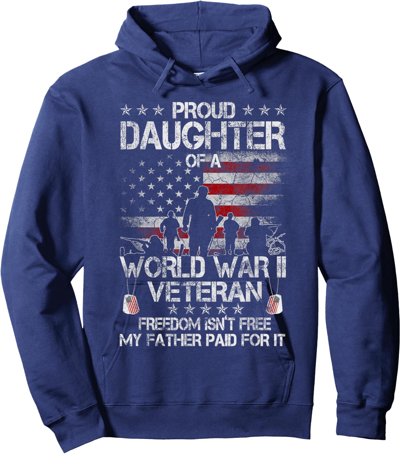 Proud Daughter of a WWII Veteran Veteran WW 2 Military Hoodie - Hoodie | Navy