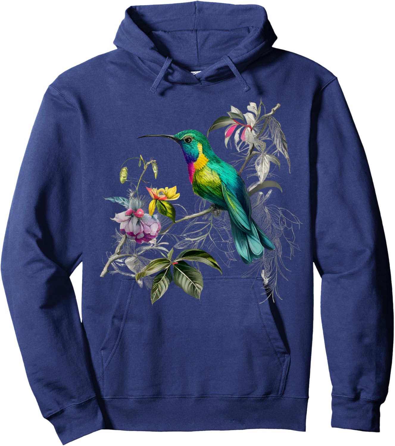 Vintage Hummingbird Illustration Women Backyard Birders Hoodie - Hoodie | Navy