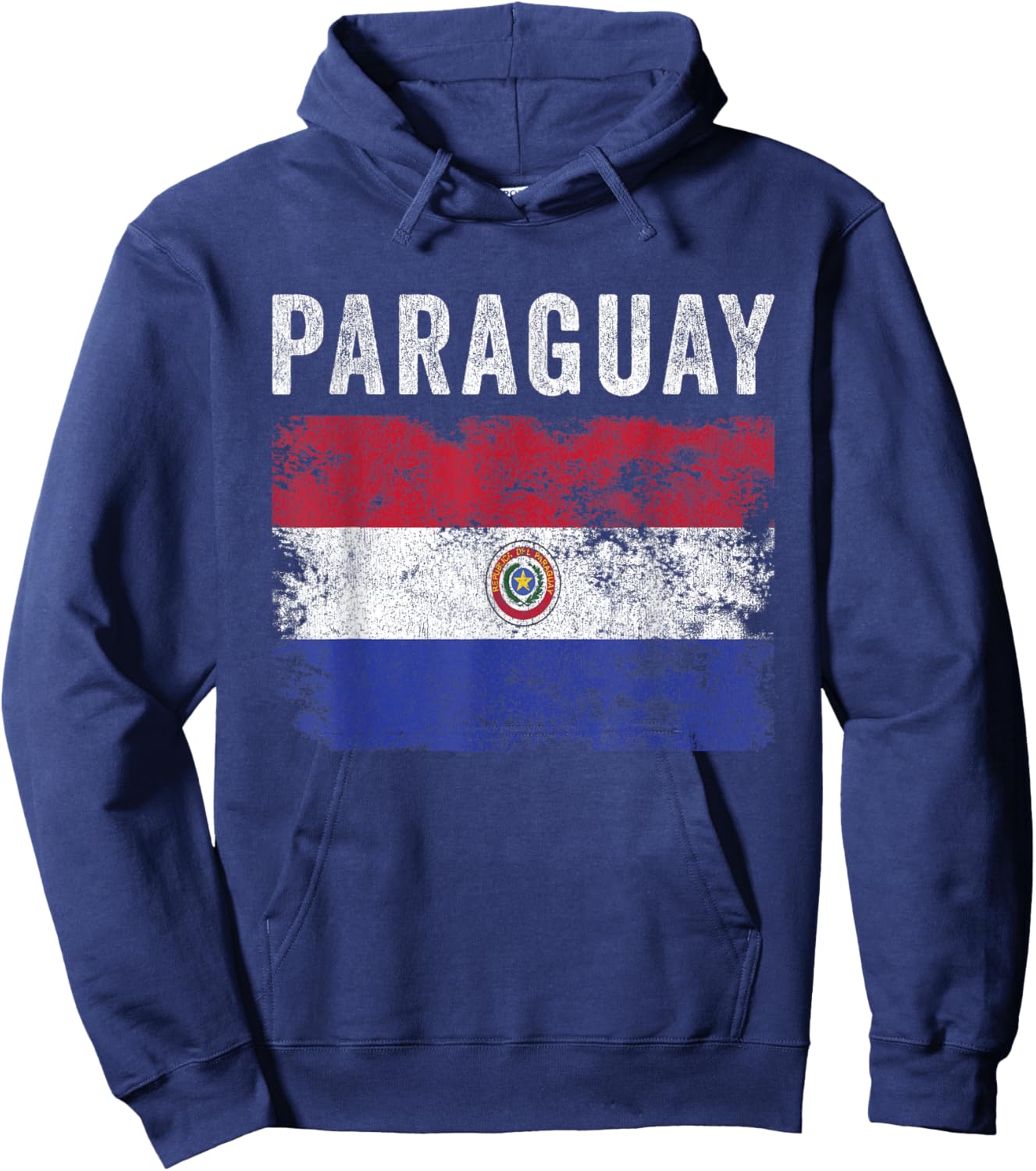 Paraguay Flag Distressed - Men Women Kids - Paraguayan Flag Hoodie - Hoodie | Navy