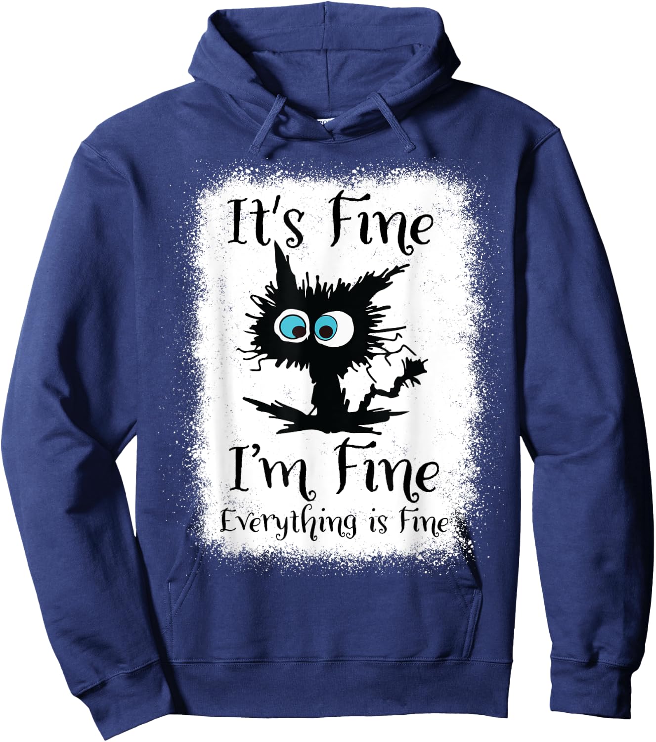It's Fine I'm Fine Everything Is Fine Funny Black Cat Nurse Hoodie - Hoodie | Navy