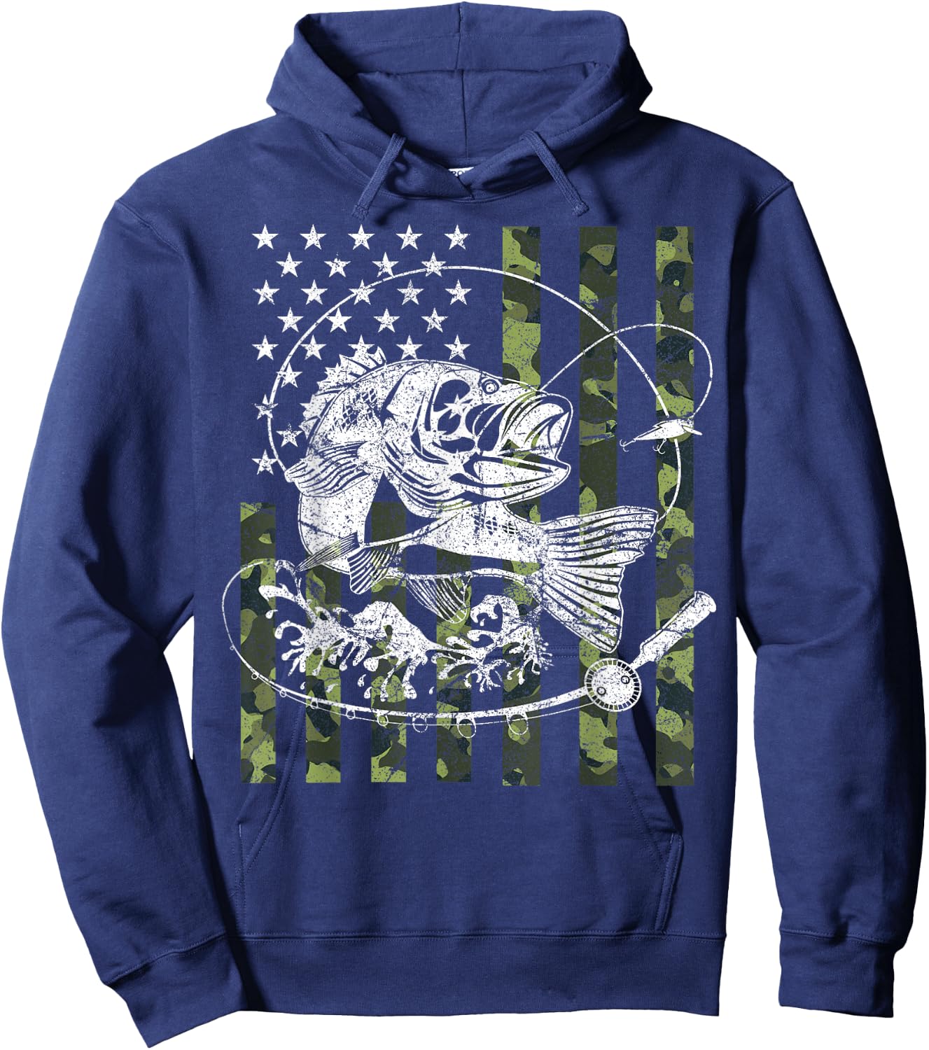 Camouflage American Flag Fishing Gifts Women Boys Hoodie - Hoodie | Navy