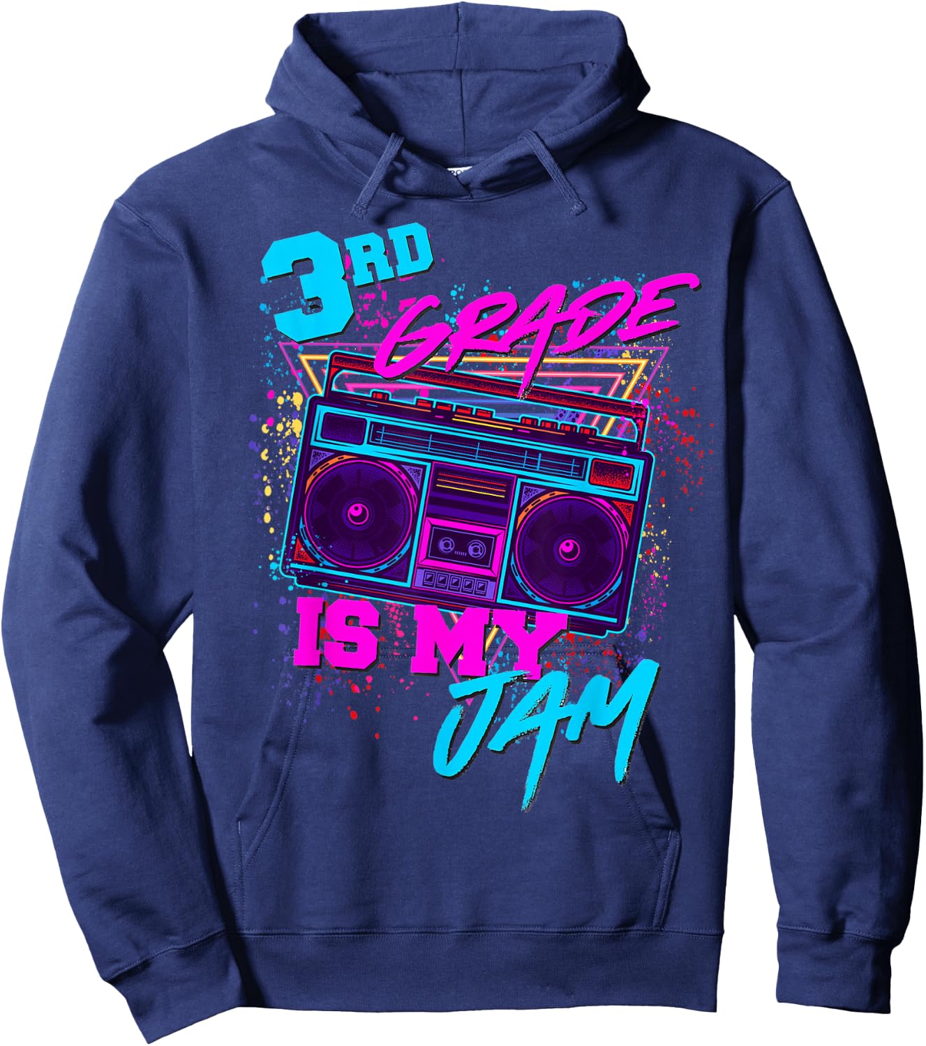 3rd Grade Is My Jam Third 80s 1980s Teacher Student Retro Hoodie - Hoodie | Navy