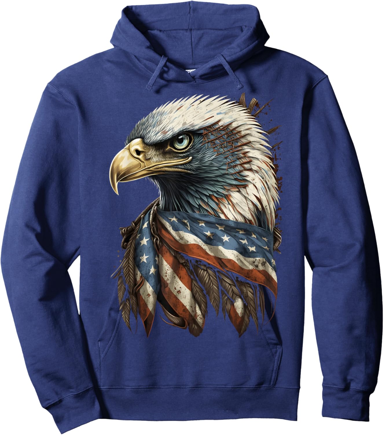 Patriotic Bald Eagle 4th Of July Men USA American Flag Hoodie - Hoodie | Navy