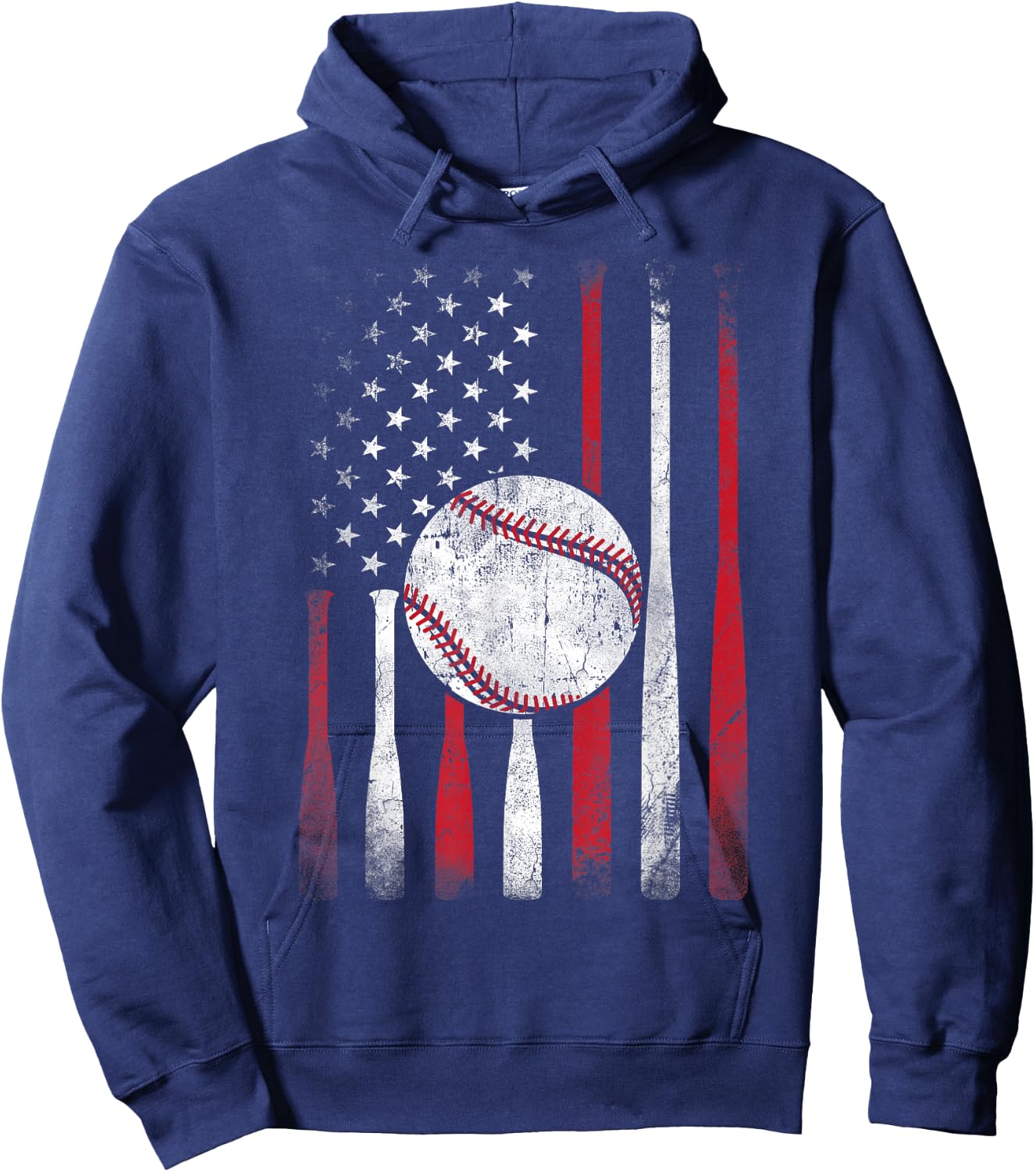 Vintage American Flag Baseball Team Boys Girls Women Hoodie - Hoodie | Navy