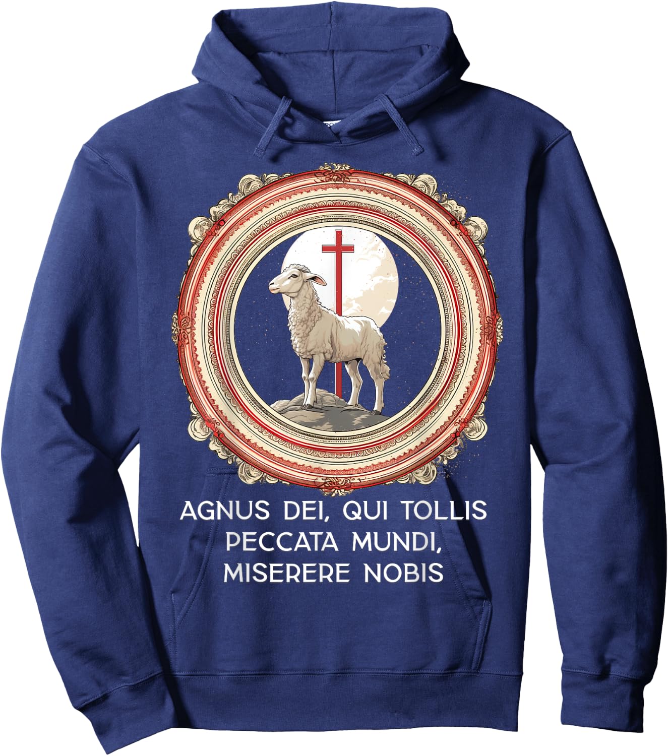 Agnus Dei Sanctus Traditional Latin Mass Catholic Hoodie - Hoodie | Navy