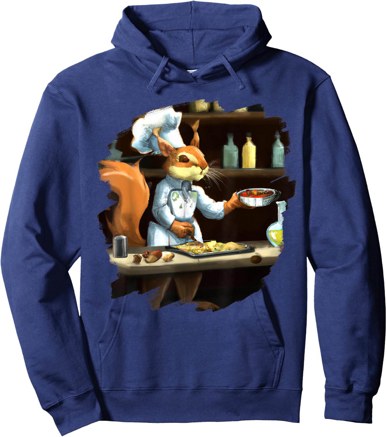 Funny Cute Squirrel Chef Cooking Food Squirrel Hoodie - Hoodie | Navy