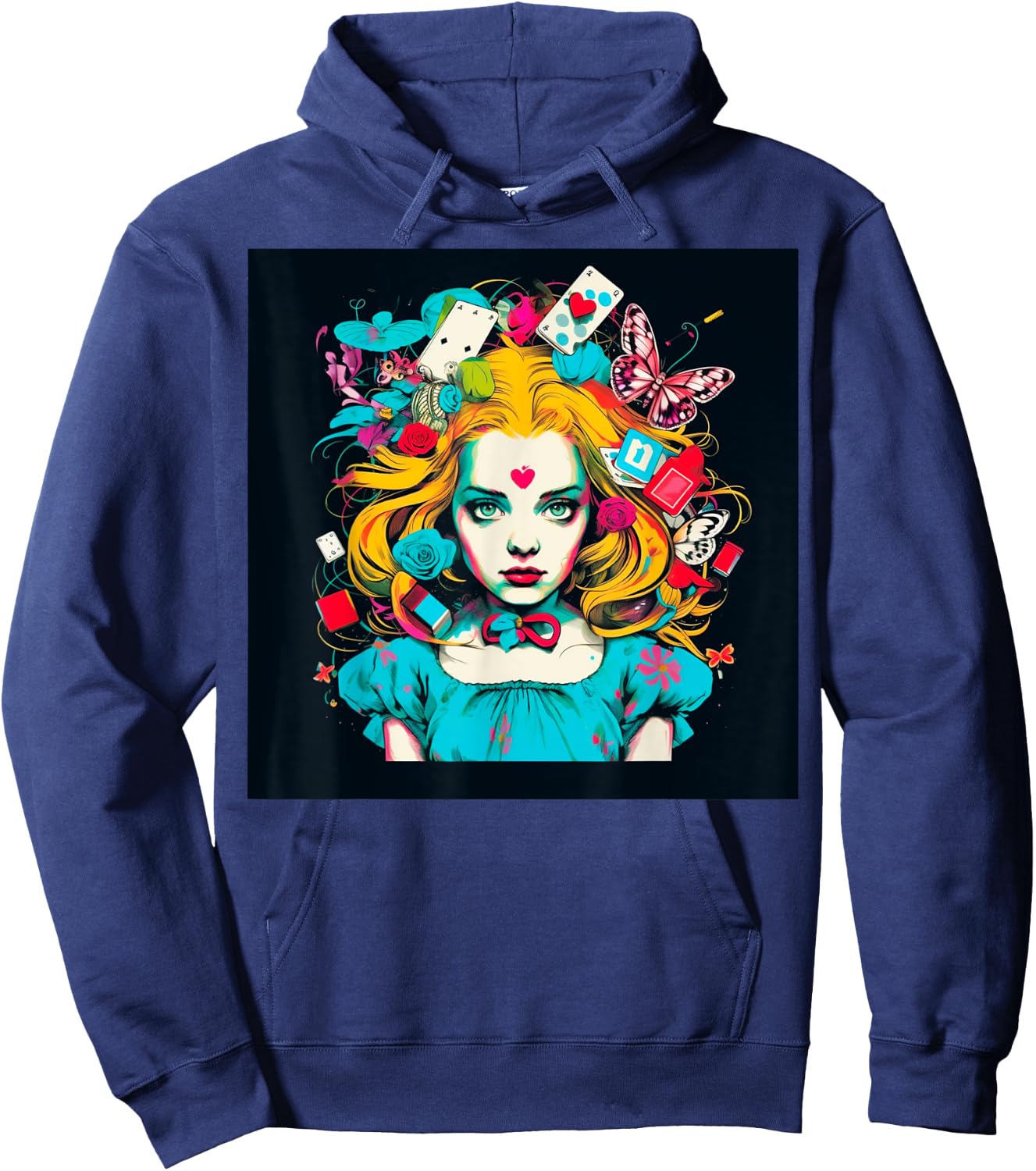 Alice T Wonderland Pop Surrealism Fiction Clothing Punk T Hoodie - Hoodie | Navy