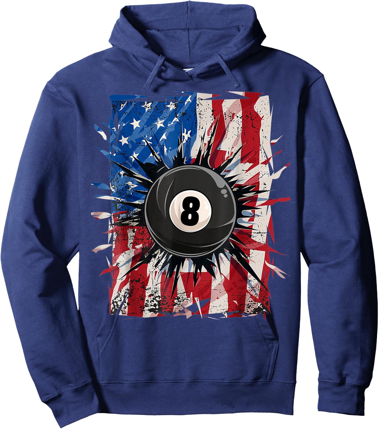 Pool Snooker Billiards Player 8 Ball USA American Flag Hoodie - Hoodie | Navy