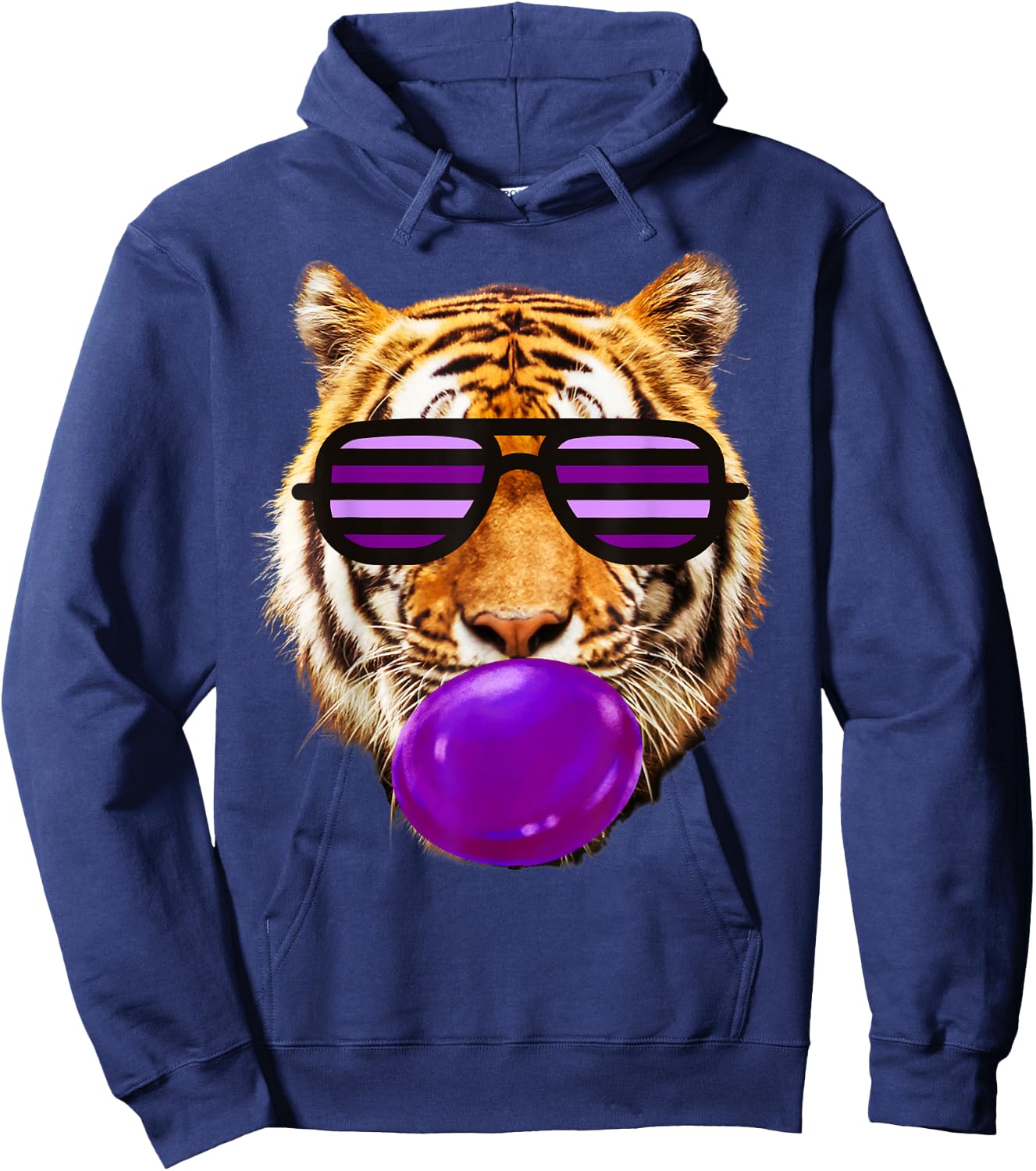 Purple bubble Gum tiger Stripe Cute Tiger face women Hoodie - Hoodie | Navy