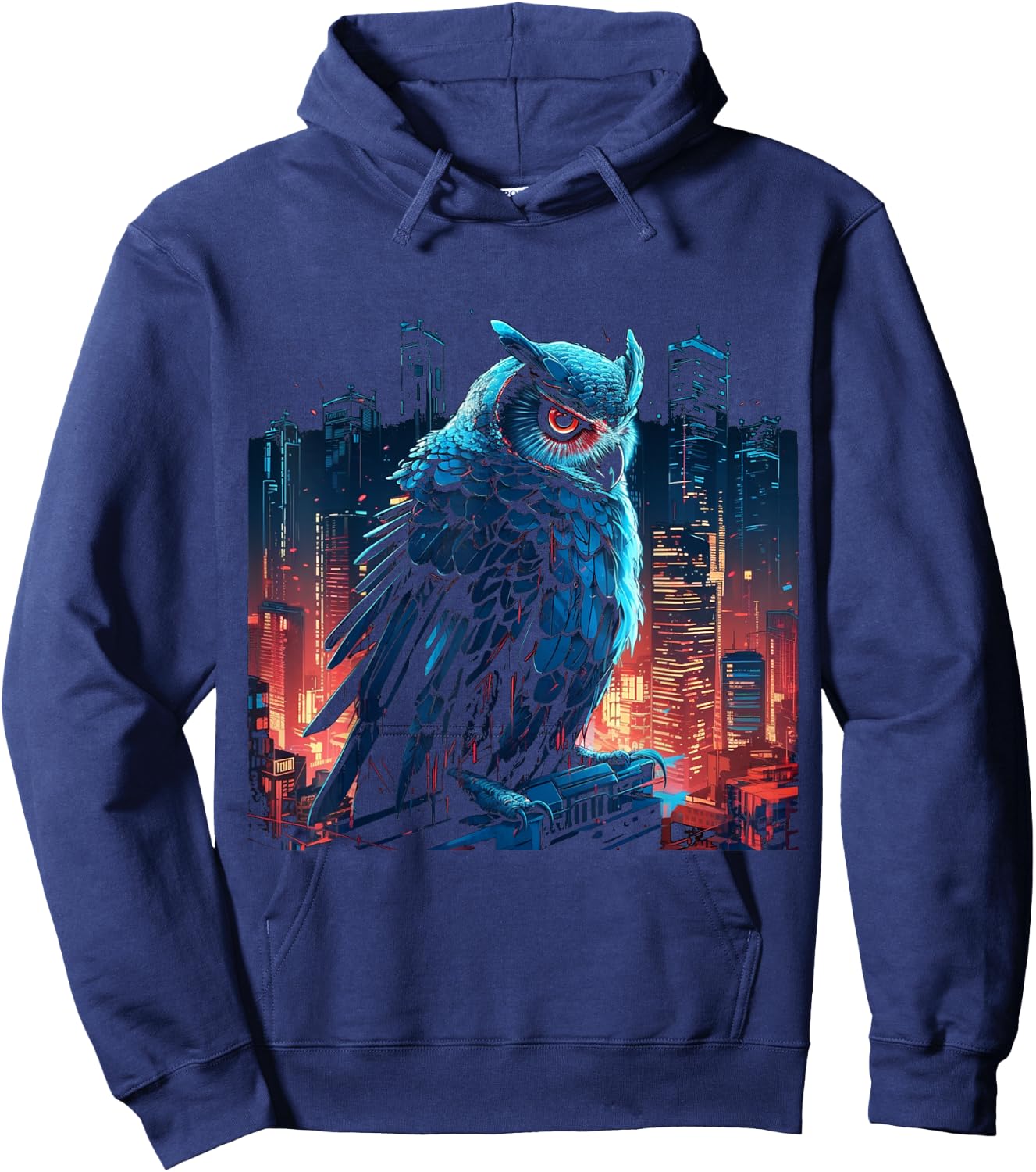 Owl Artwork - Animal Fantasy City Architecture Art Owl Hoodie - Hoodie | Navy