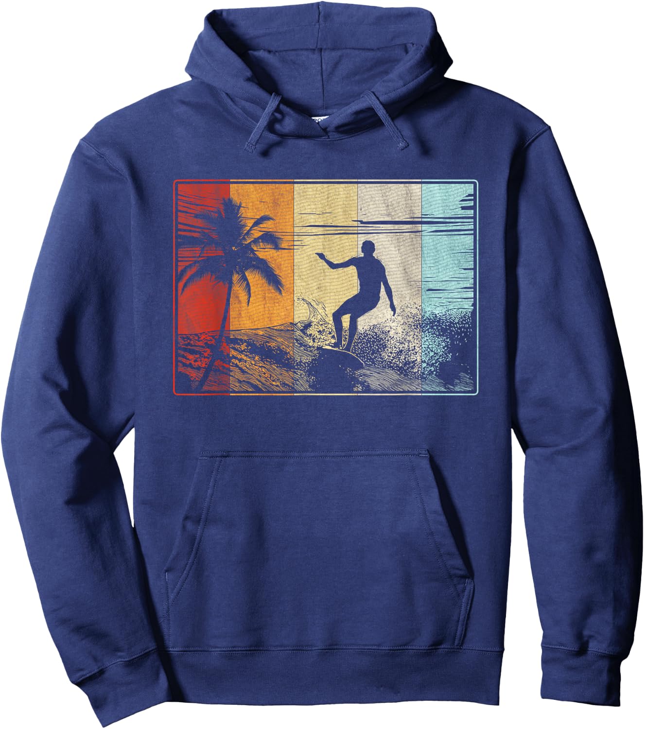 Beach Surfing Surfboard Vintage Retro Surfboarder Surfer Hoodie - Hoodie | Navy