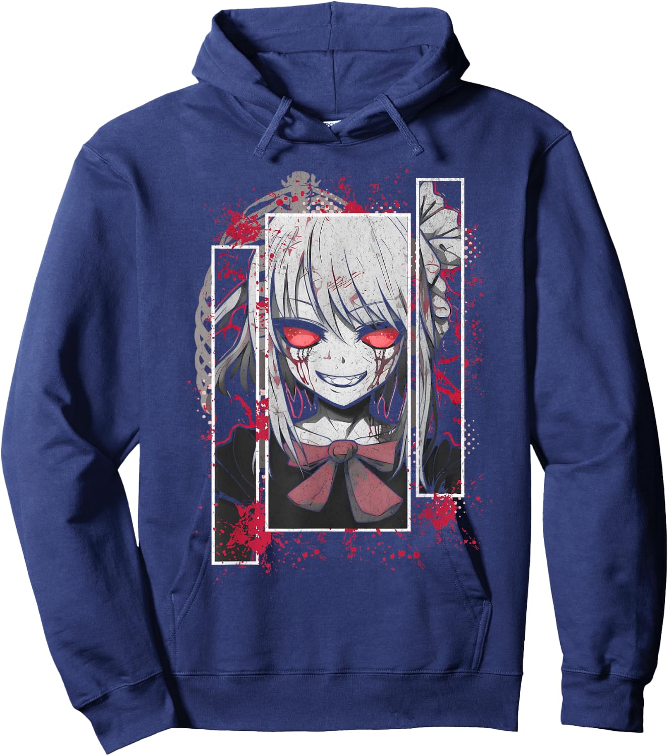 Horror Anime Yandere Menhera Demon Girl Japanese Aesthetic Hoodie - Hoodie | Navy