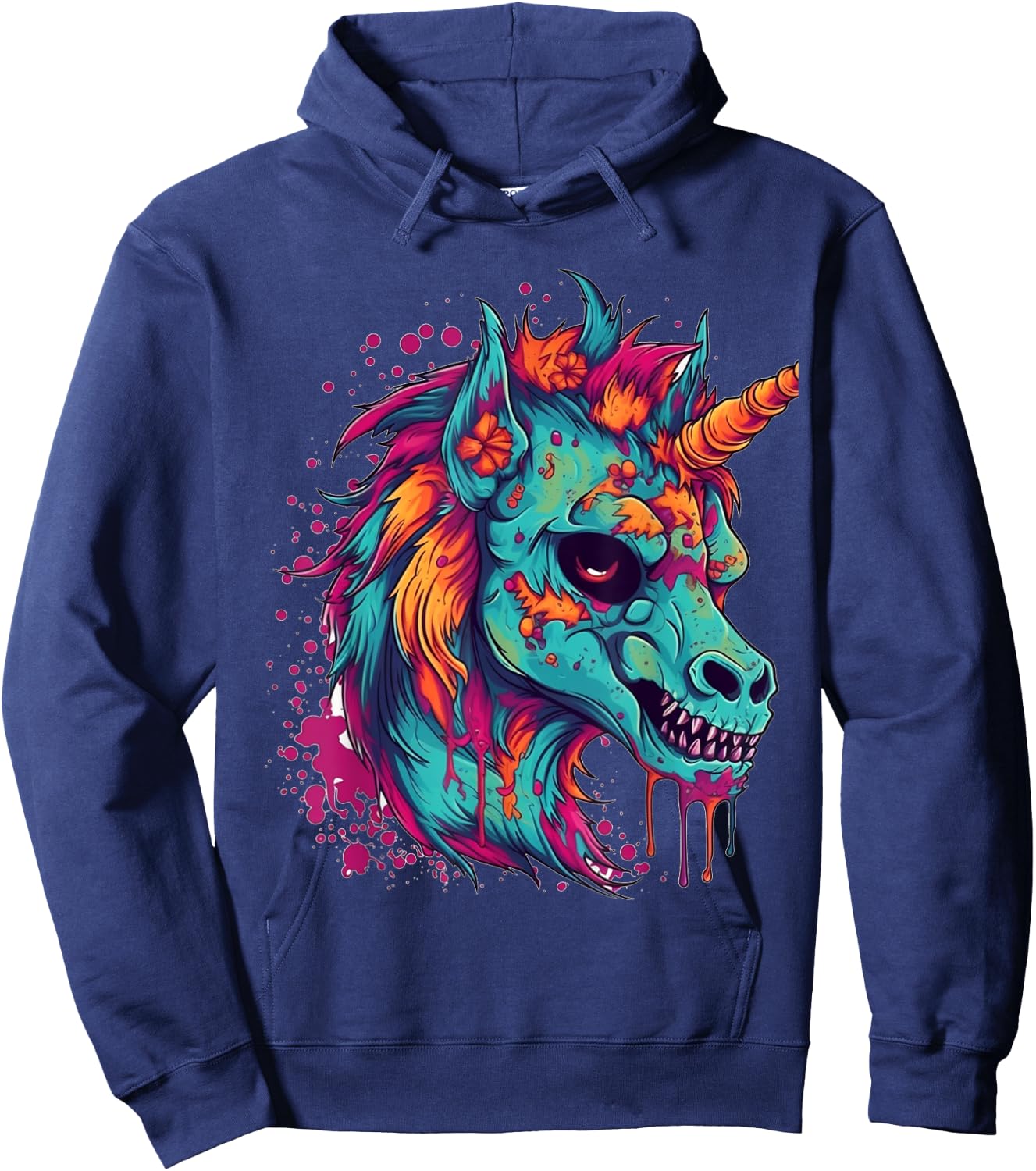 Zombie Unicorn Halloween Costume Scary Magical Women Girls Hoodie - Hoodie | Navy