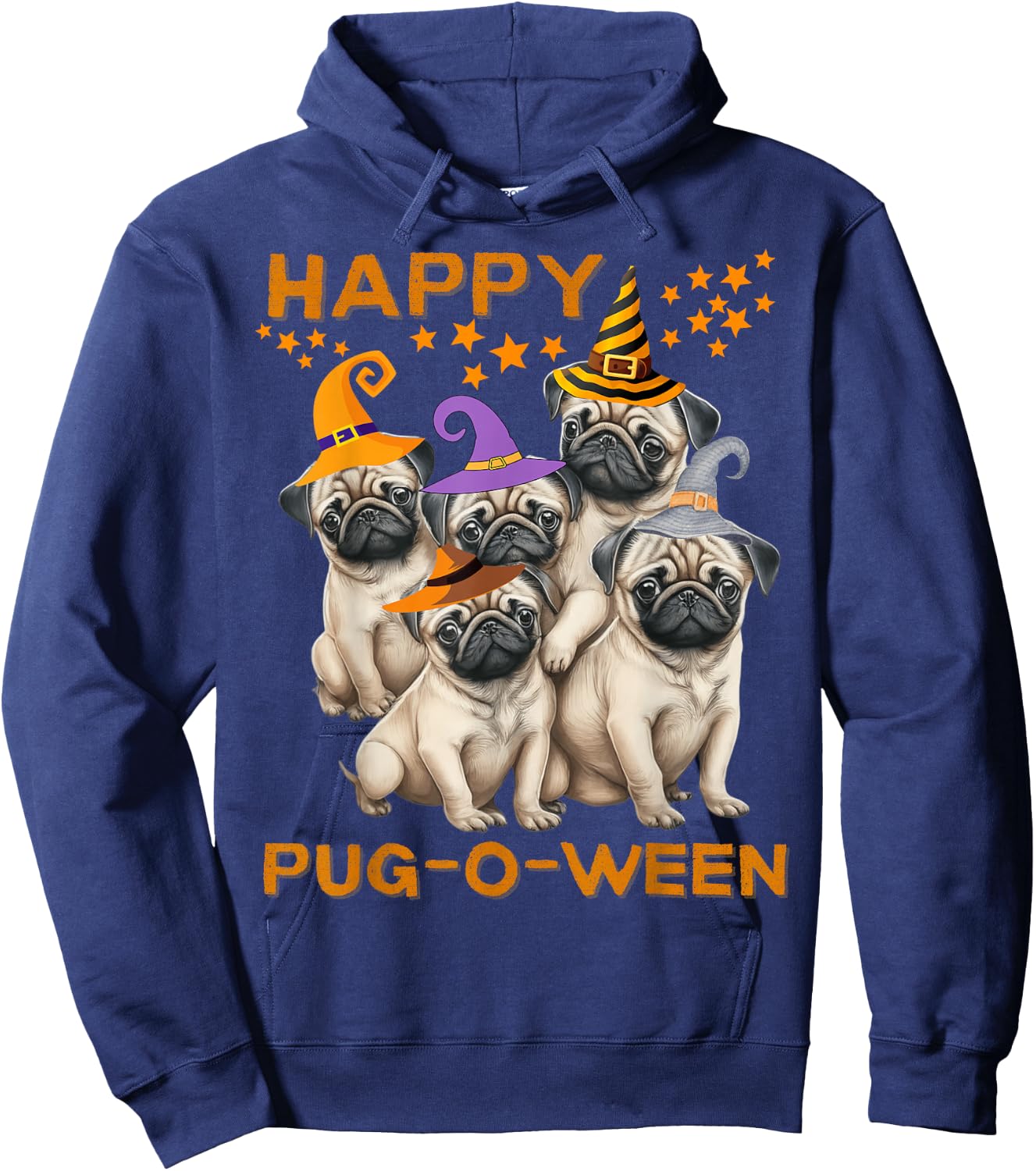 Happy Pug-O-Ween Pug Halloween Cute Dogs Men Women Kids Hoodie - Hoodie | Navy