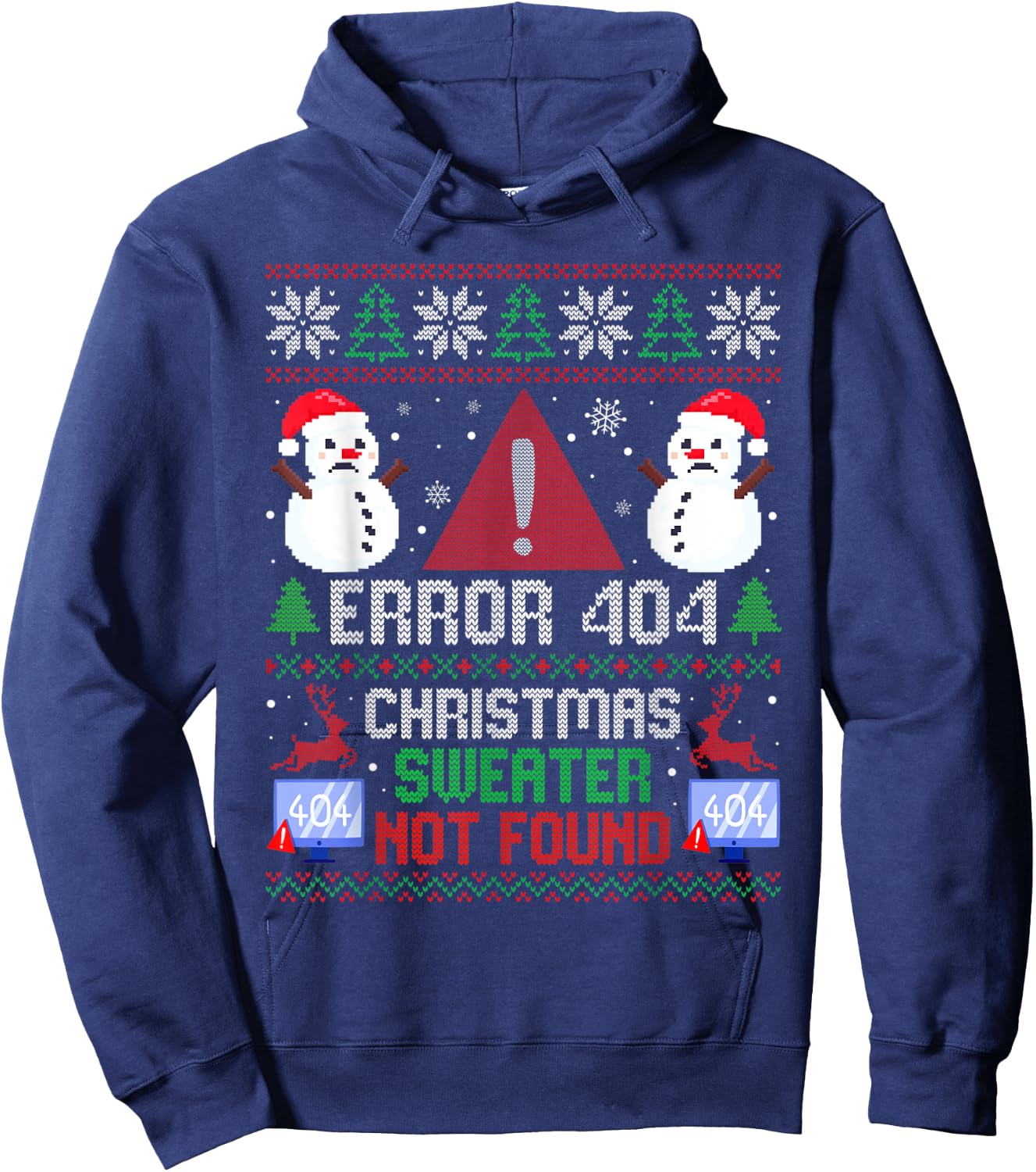 Error 404 Funny Ugly Christmas Sweater Xmas Not Found Hoodie - Hoodie | Navy