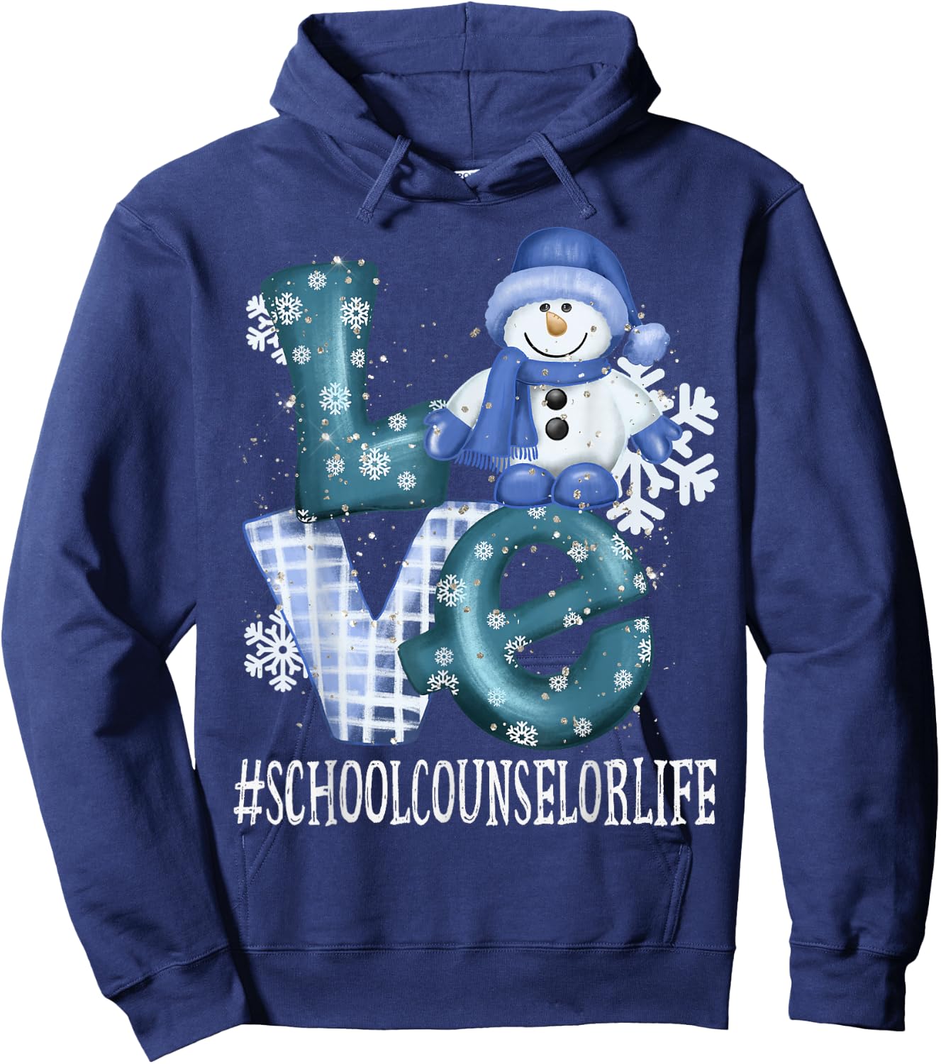 School Counselor Love Snowman Women Winter Season Christmas Hoodie - Hoodie | Navy