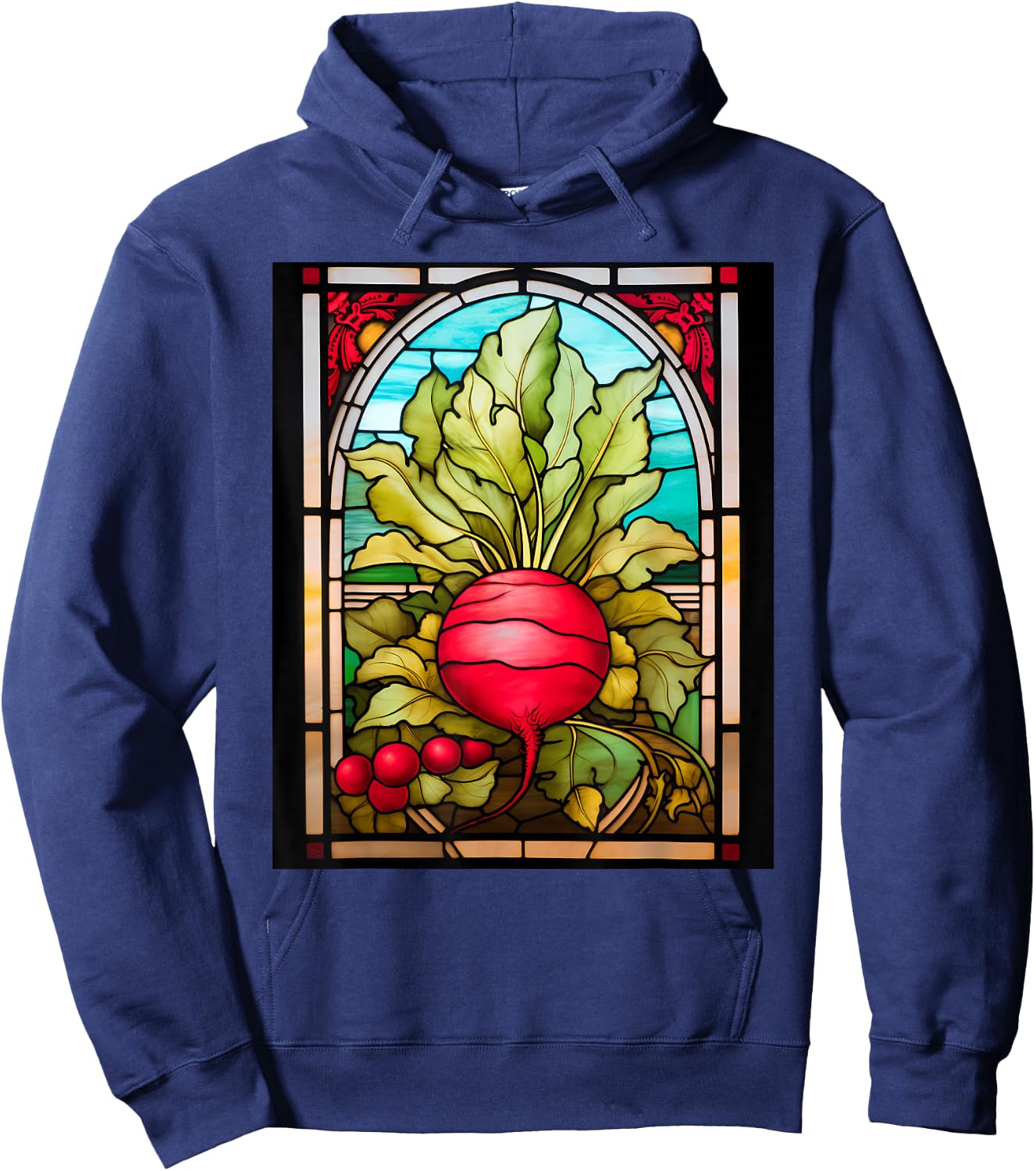 Stained Glass Style Radish Hoodie - Hoodie | Navy