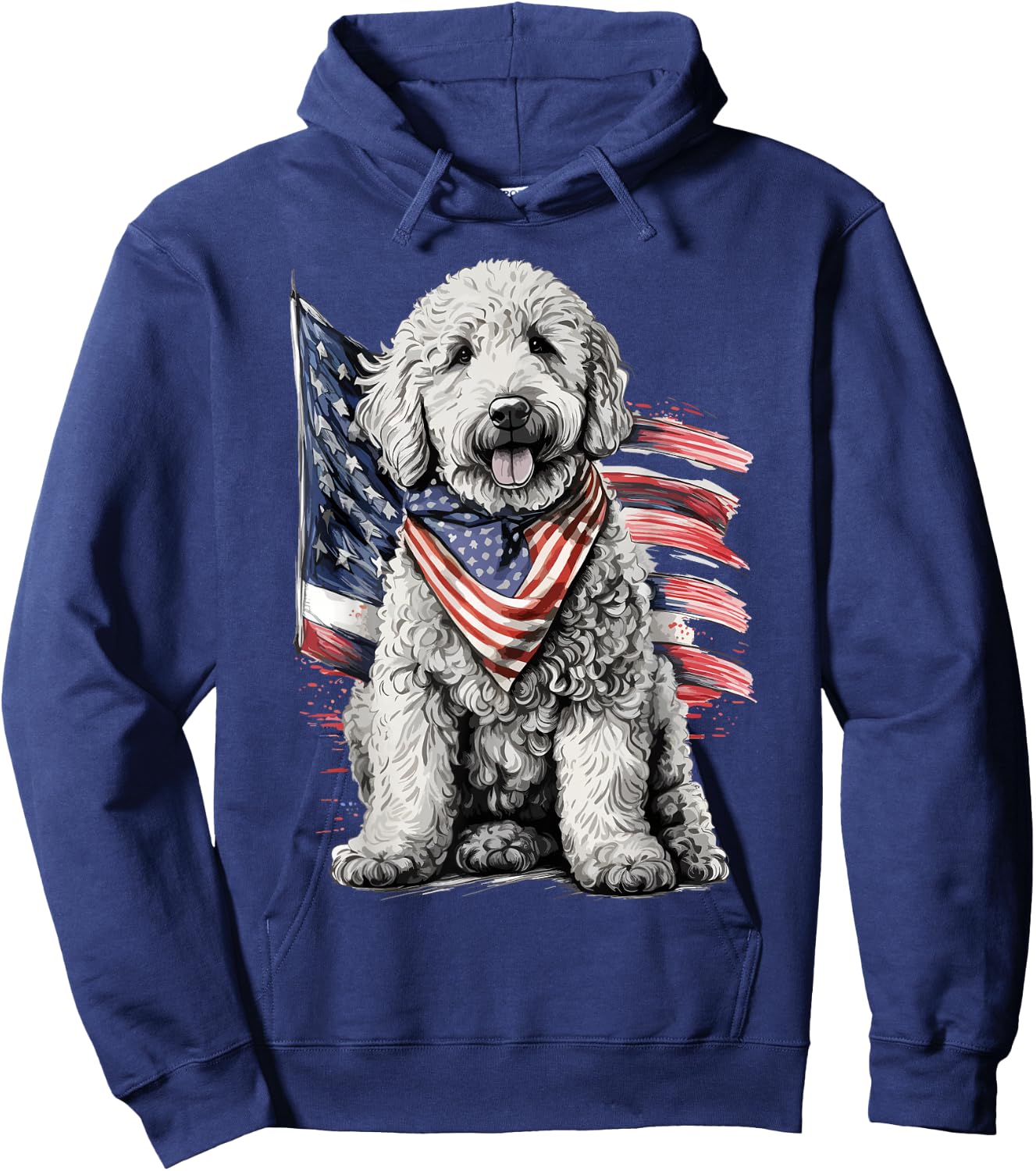 Goldendoodle 4th of July Patriotic Golden Doodle Dog Hoodie - Hoodie | Navy