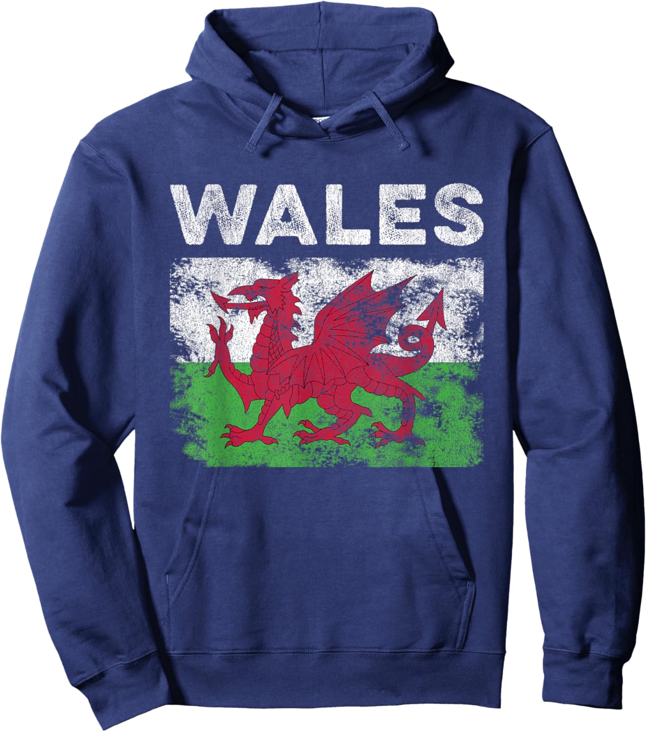 Wales Flag Distressed - Men Women Kids - Welsh Flag Hoodie - Hoodie | Navy