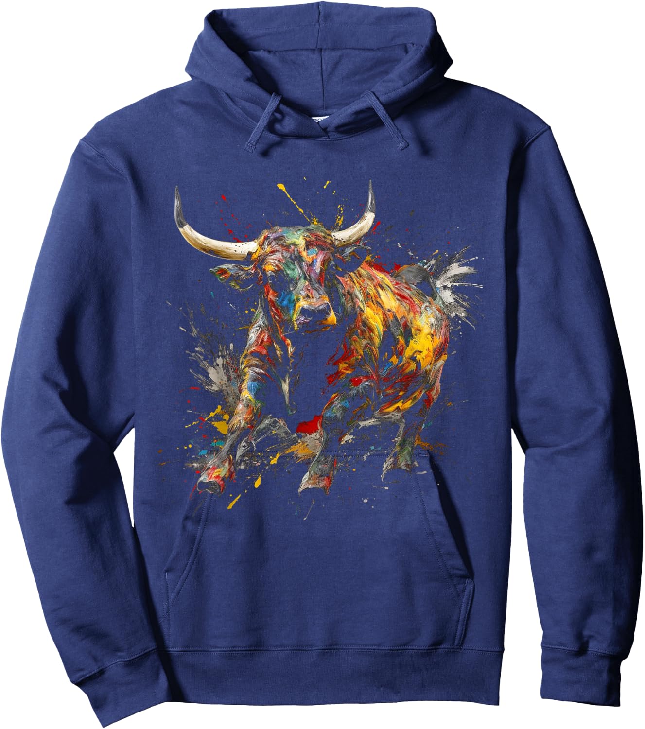 Bull Riding Rodeo Cool Abstract Drip Painting Art Hoodie - Hoodie | Navy