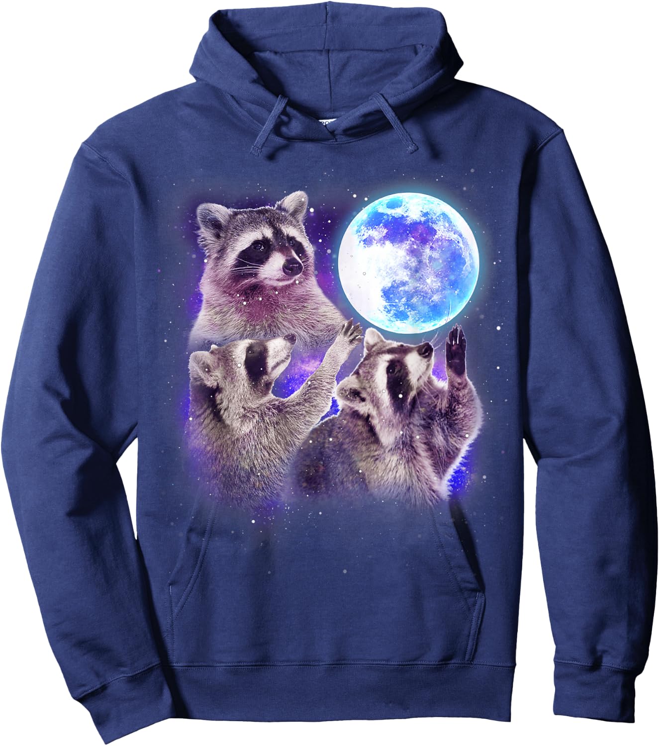 Three Raccoon Moon Funny 3 Wolves Parody Racoon Space Galaxy Hoodie - Hoodie | Navy