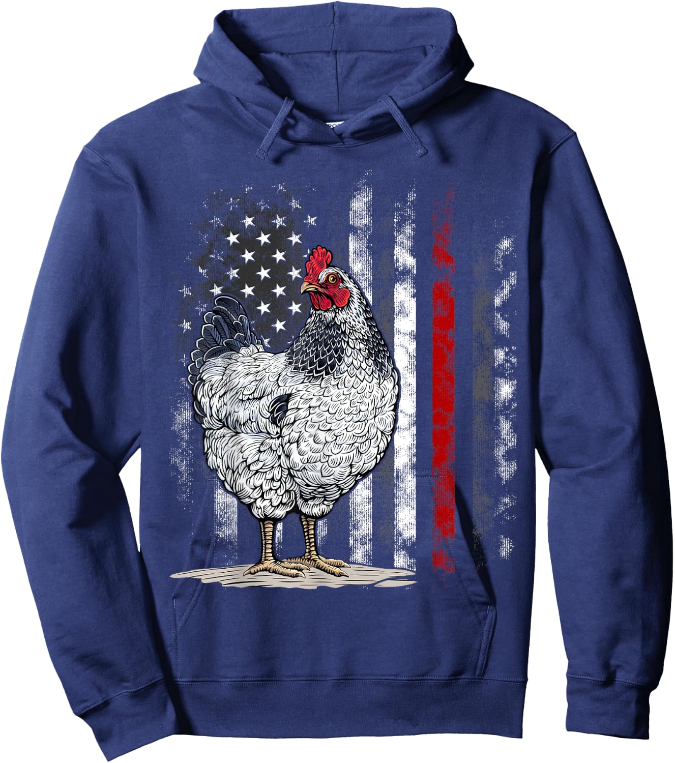 American Flag Chicken Vintage Farm Animal Farmer Hoodie - Hoodie | Navy