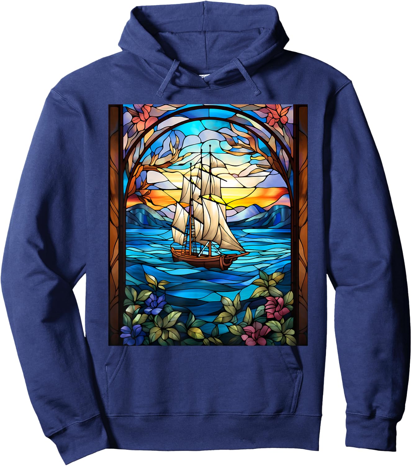 Stained Glass Style Sailing Hoodie - Hoodie | Navy