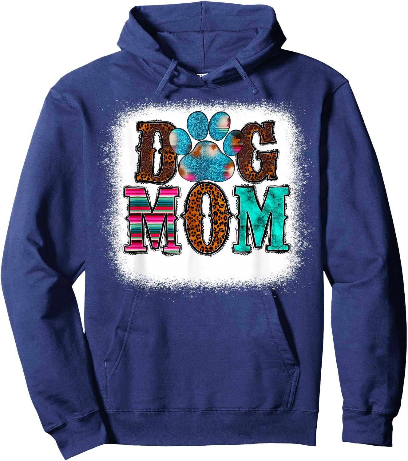 Women Tie Dye Leopard Dog Mama for Mom Mother's Day Dog love Hoodie - Hoodie | Navy