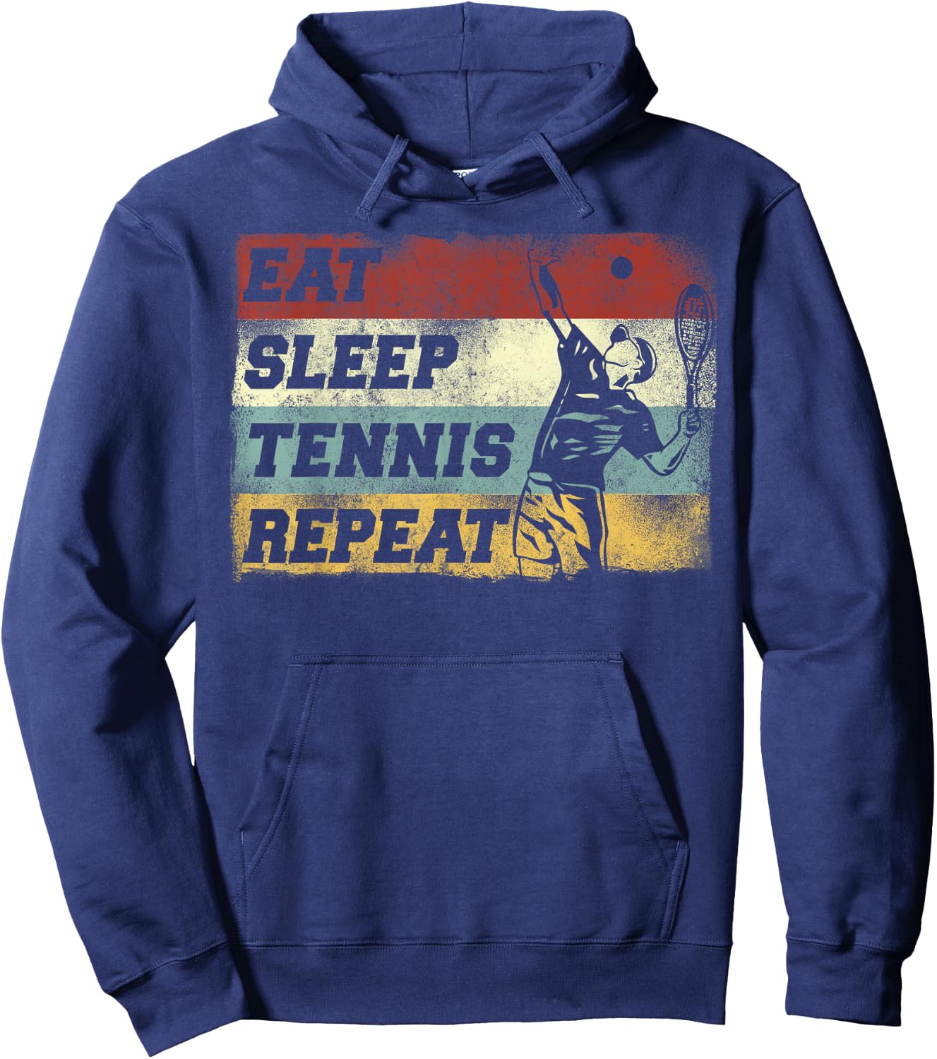 Funny Tennis Player Racket Retro Vintage Eat Sleep Tennis Hoodie - Hoodie | Navy