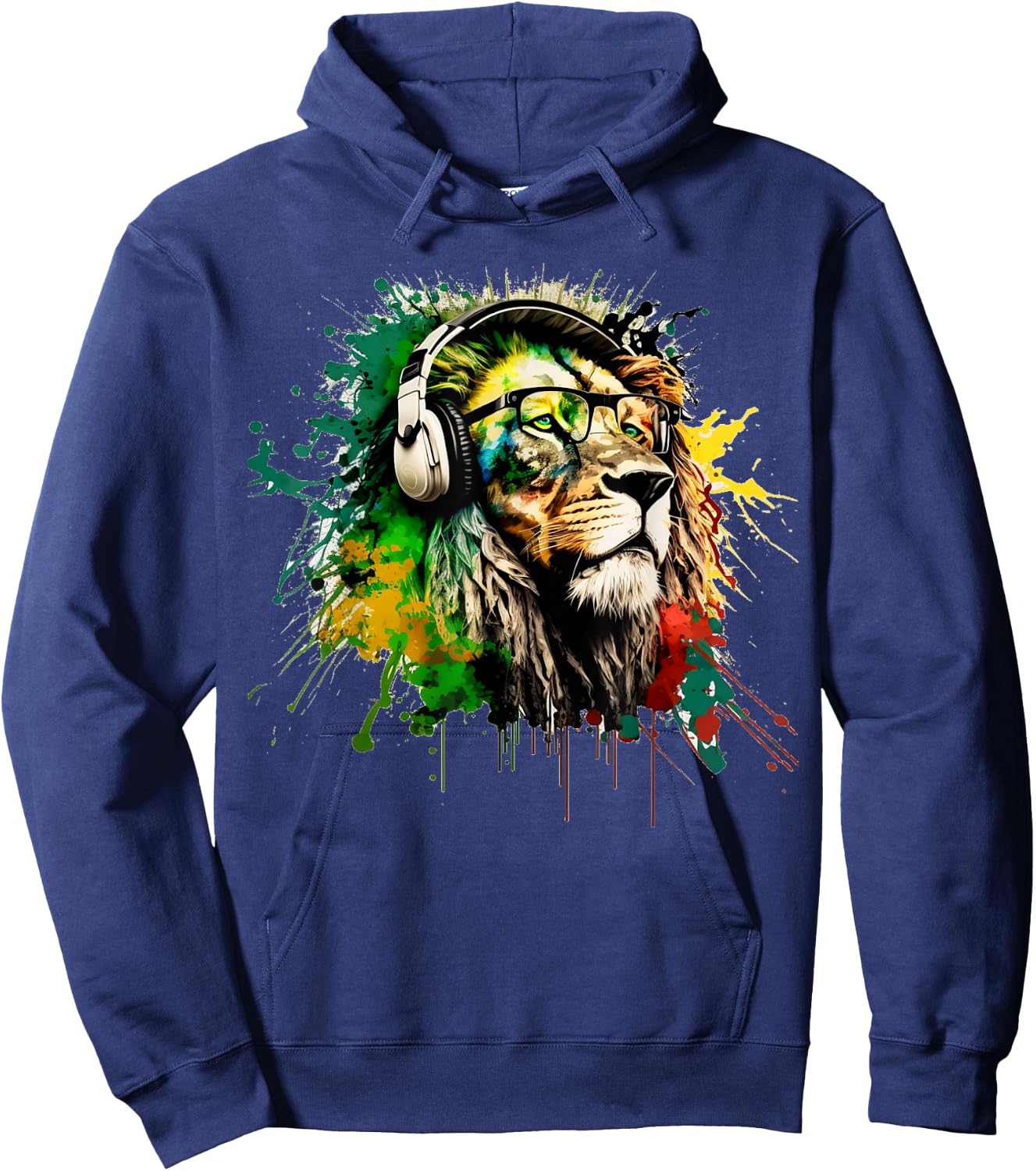 Rasta Lion Stylish Rastafari Design Reggae & Jamaica Vibes Hoodie - Hoodie | Navy