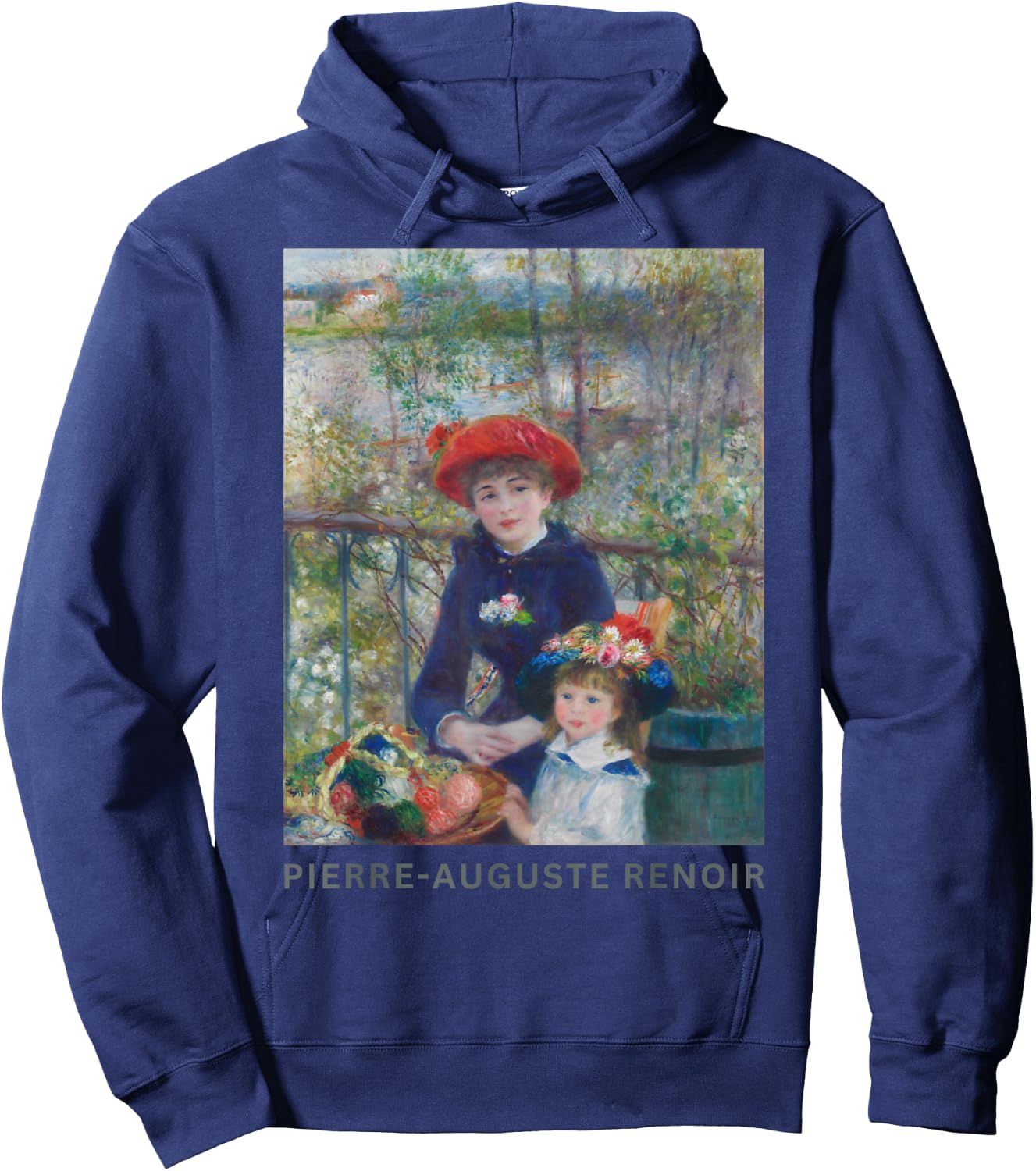 Renoir Two Sisters On the Terrace Fine Art Hoodie - Hoodie | Navy