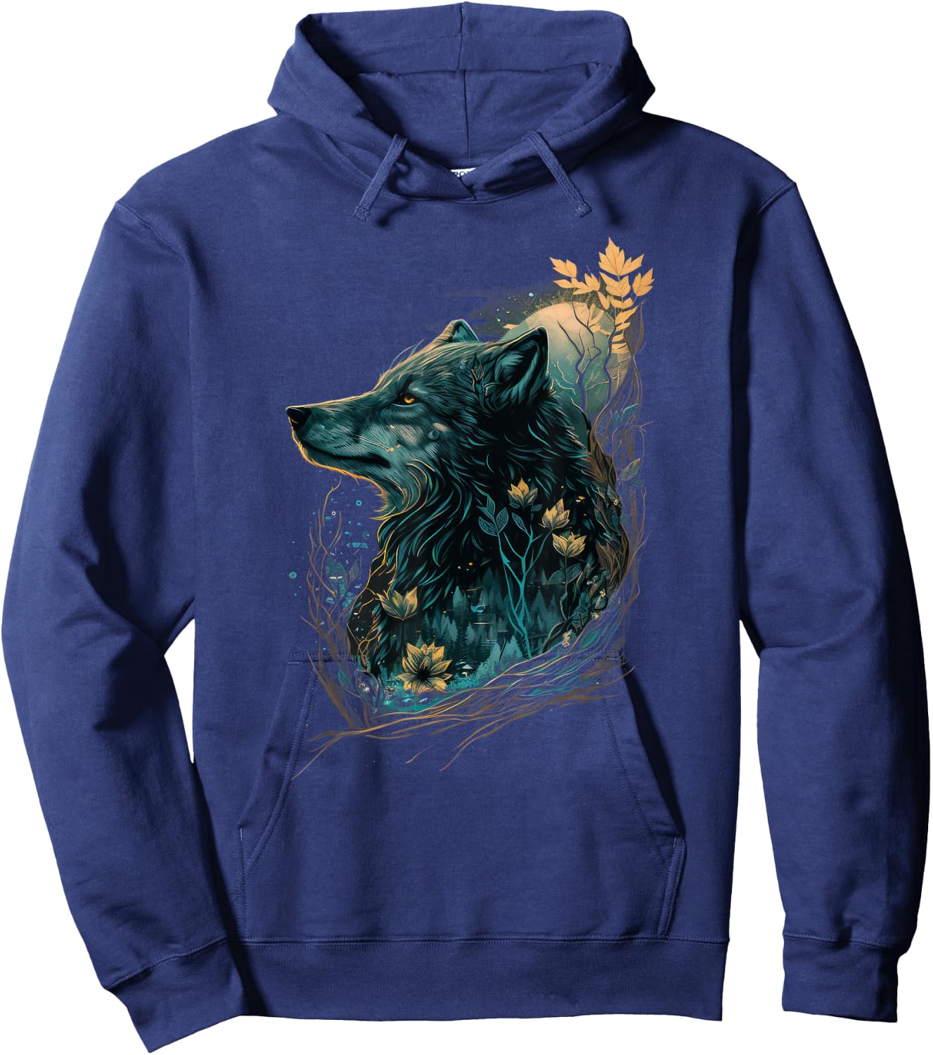 Fairycore Floral Wolf | Aesthetic Girls Dark Grunge Wolves Hoodie - Hoodie | Navy