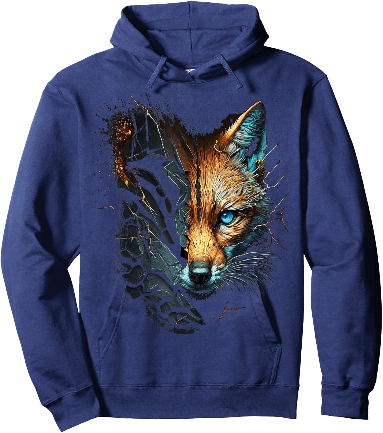 Fox Blue Eyes Animal Print Fox Hoodie - Hoodie | Navy
