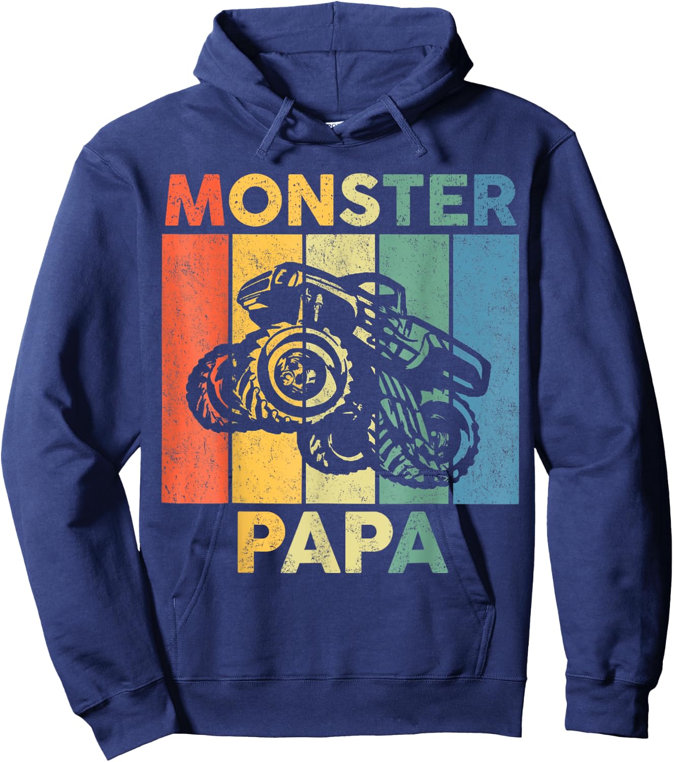 Monster Truck Retro Sunset Matching Family Store Papa Monster Truck Are My Jam Truck Lovers Hoodie - Hoodie | Navy