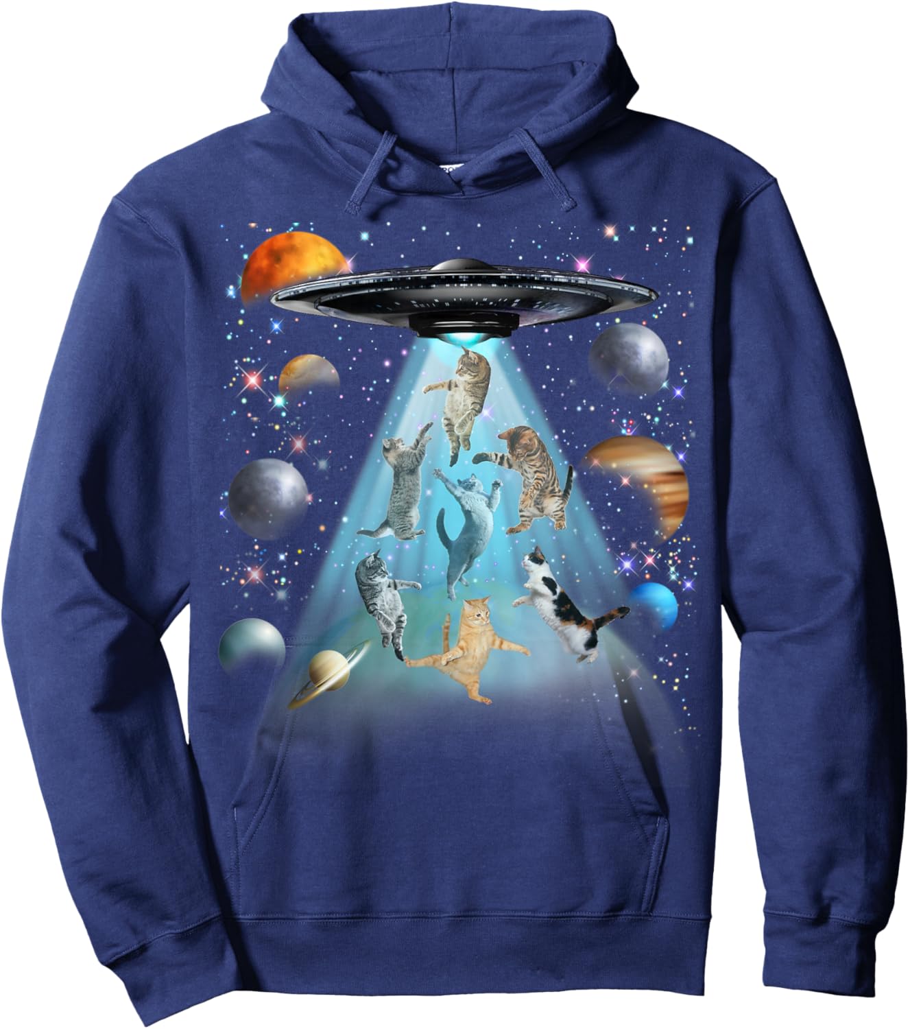 Space Cat Galaxy Cat Funny for Cat Dad Cat Mom Cat Lover Hoodie - Hoodie | Navy