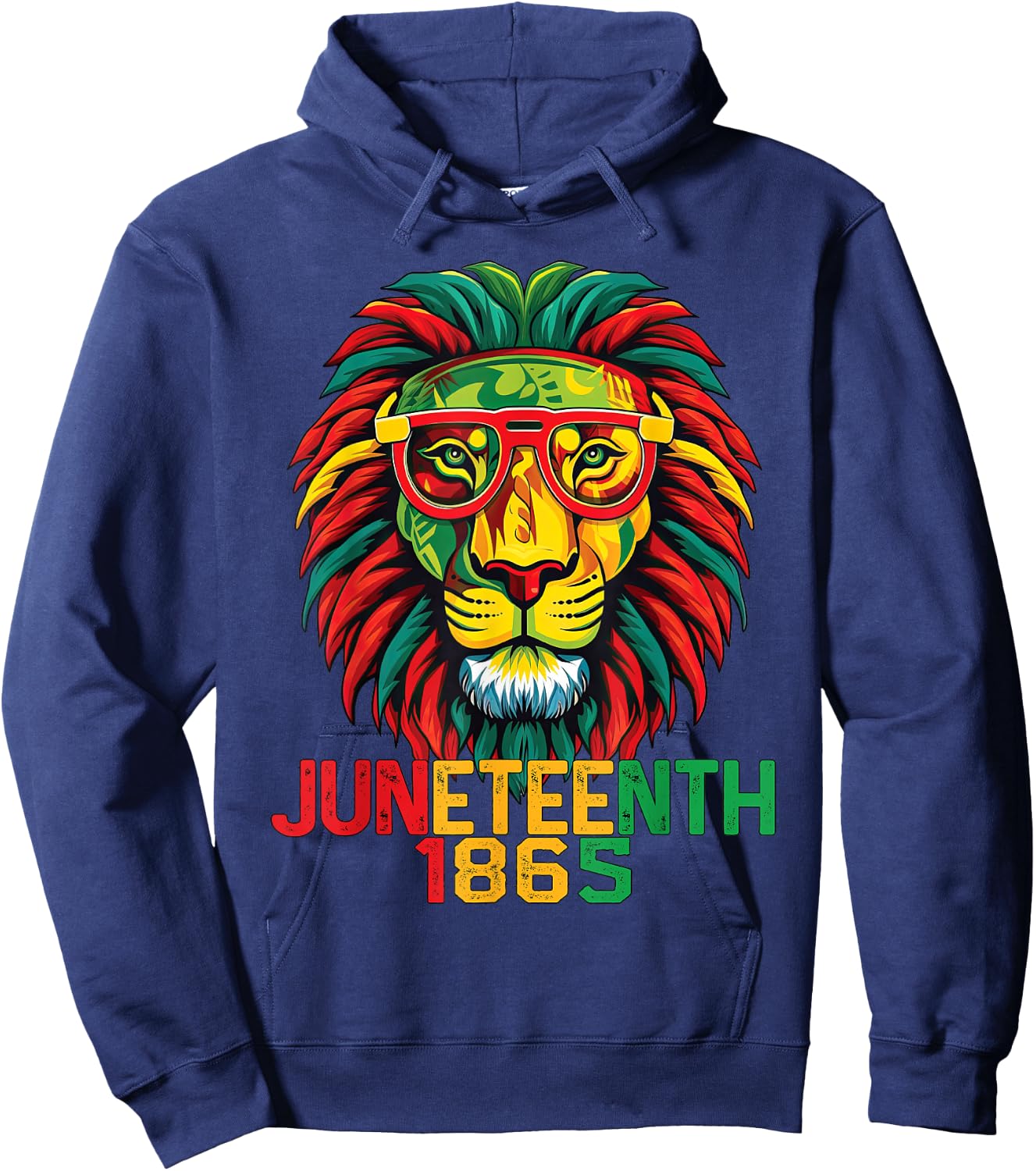 Lion Juneteenth 1865 Black History African American Flag Women Girls Kids Men Hoodie - Hoodie | Navy