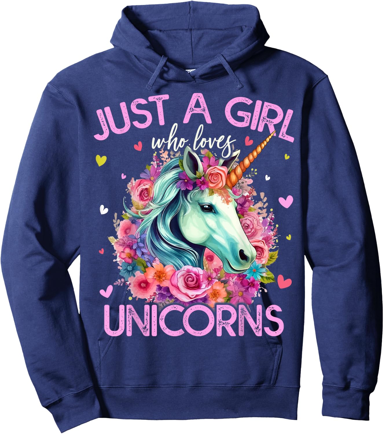 Just A Girl Who Loves Unicorns Girls Hoodie - Hoodie | Navy