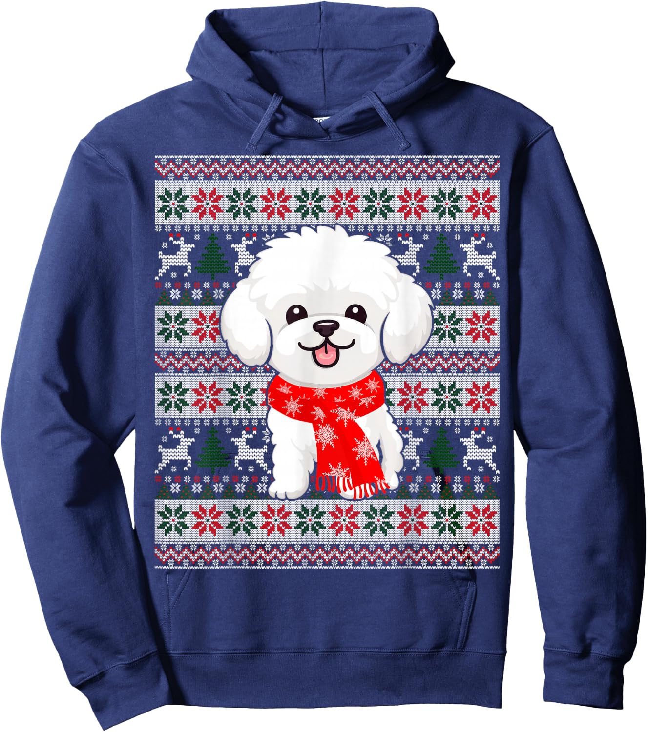 Bichon Frise Dog Lover Christmas Family Matching Pajama Xmas Hoodie - Hoodie | Navy
