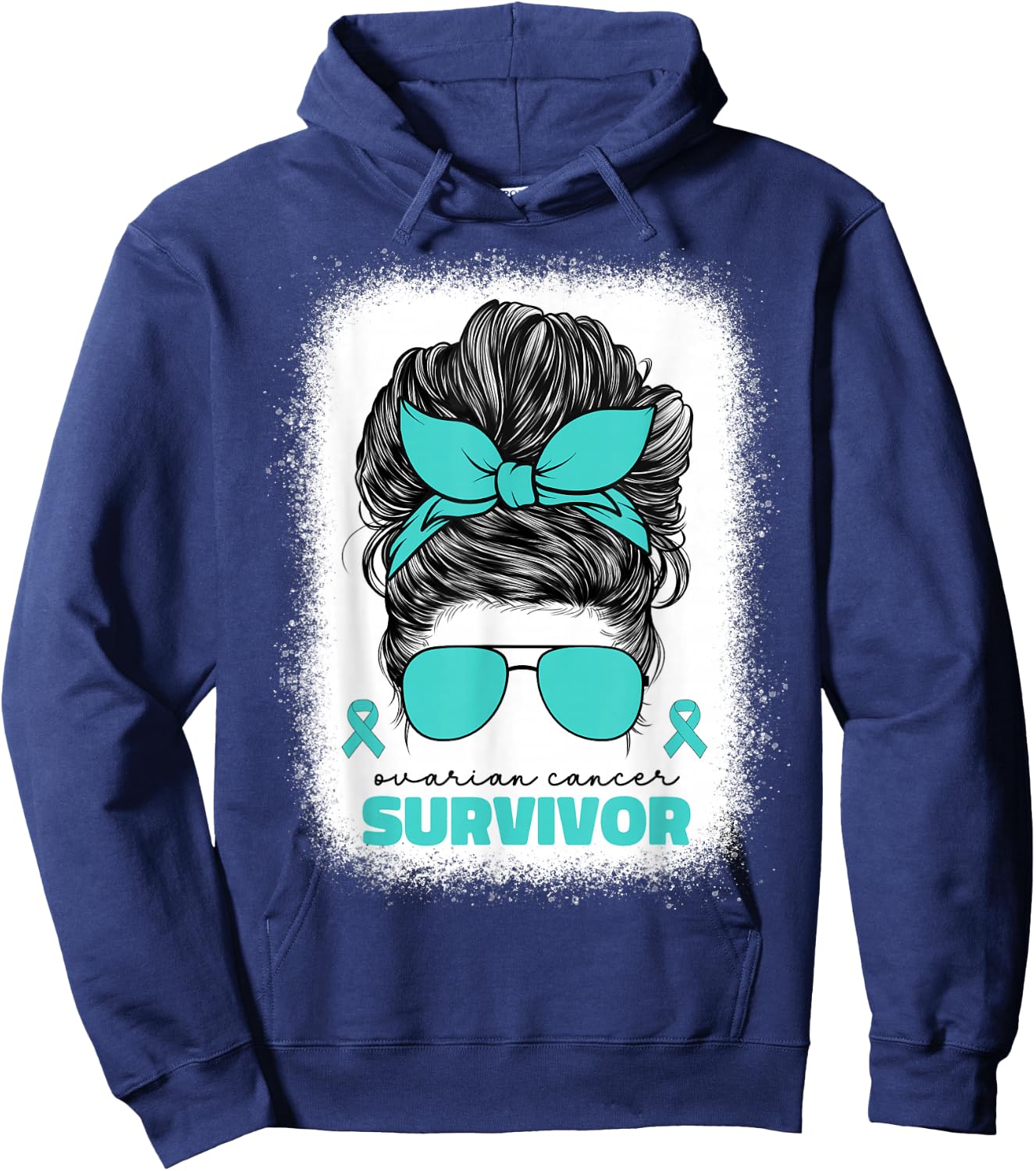 Ovarian Cancer Teal Ribbon Ovarian Cancer Survivor Hoodie - Hoodie | Navy