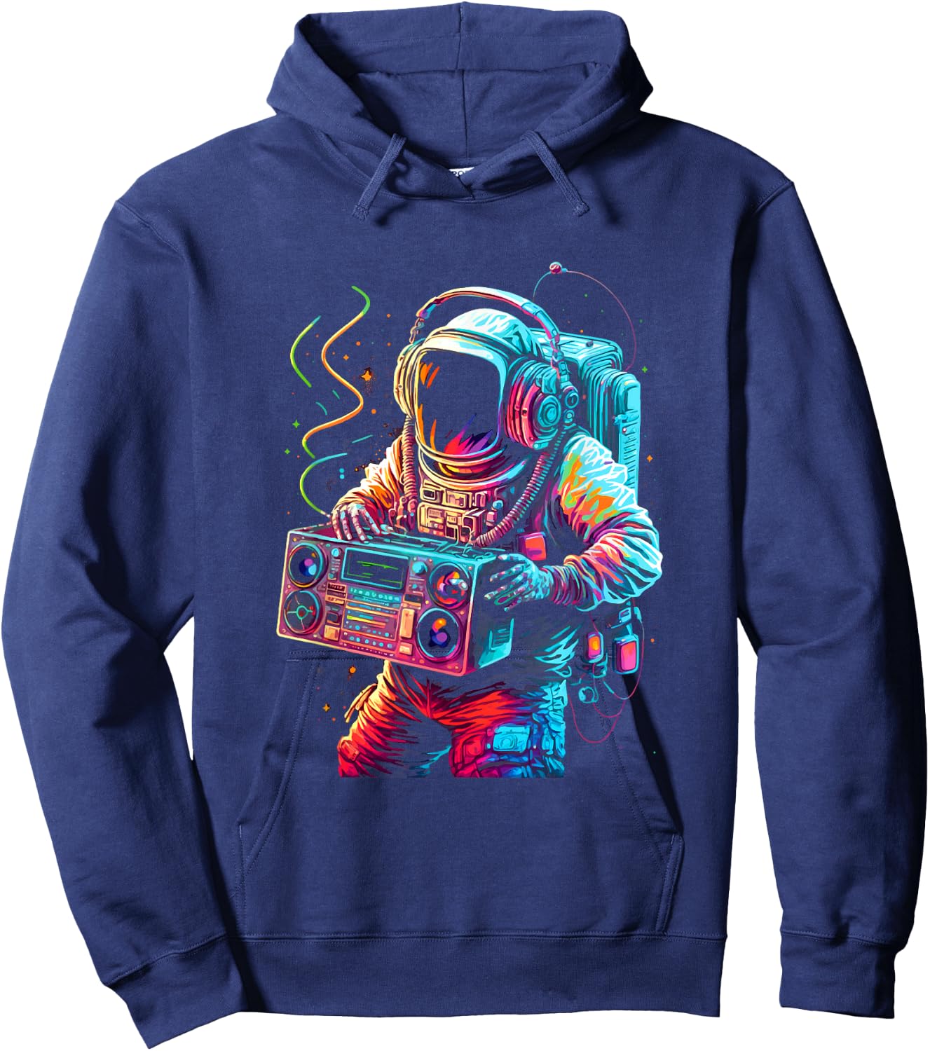 Funky Boombox Astronaut in Space Graphic and Teens Hoodie - Hoodie | Navy
