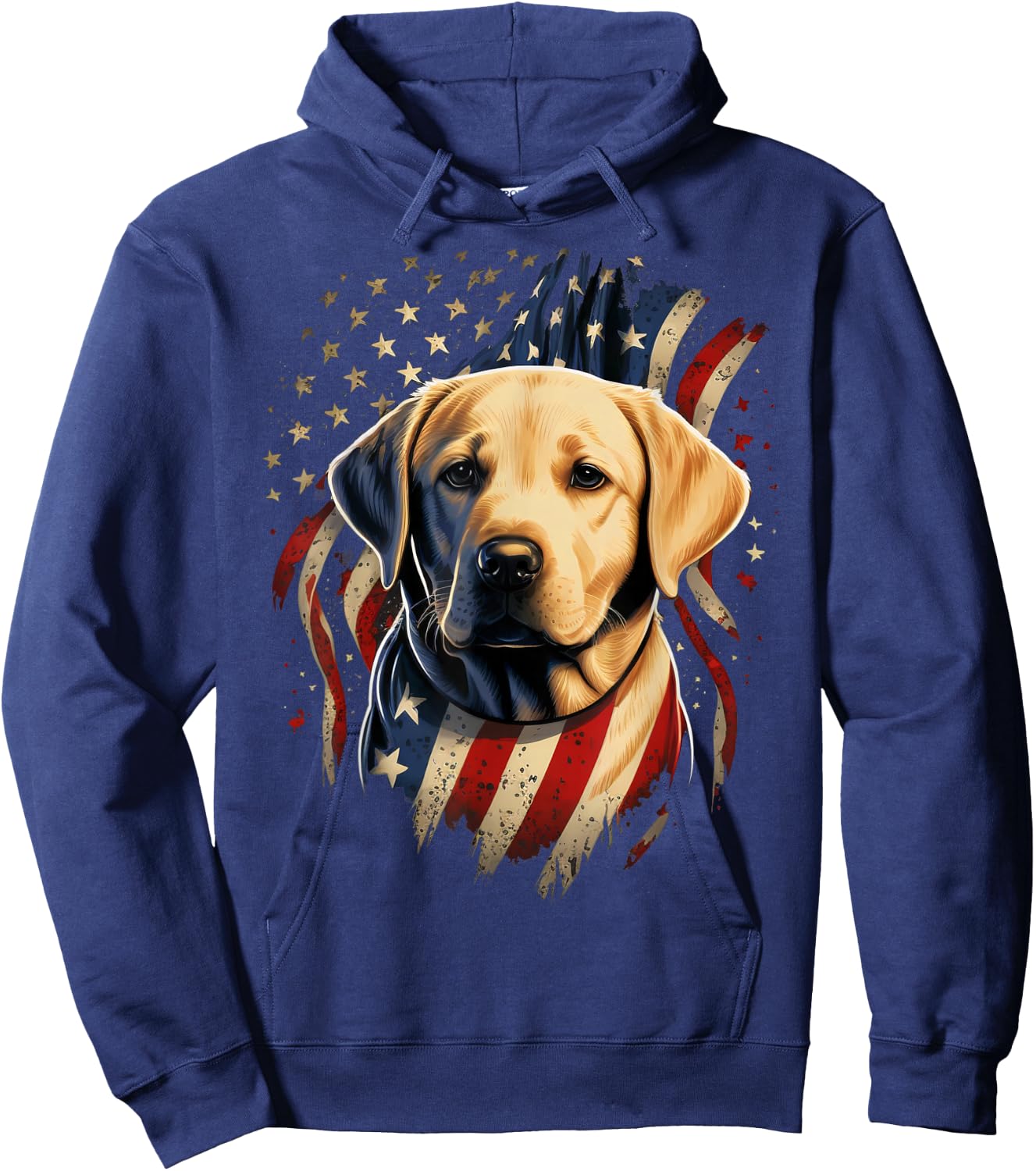 USA 4th of July Yellow Patriotic American Labrador Retriever Hoodie - Hoodie | Navy
