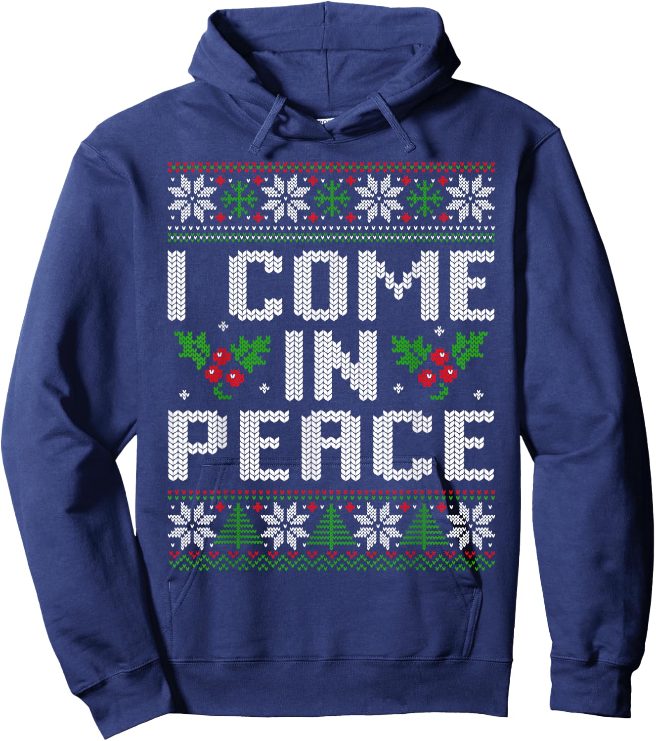 I Come in Peace Couple Matching Ugly Christmas Sweater Hoodie - Hoodie | Navy