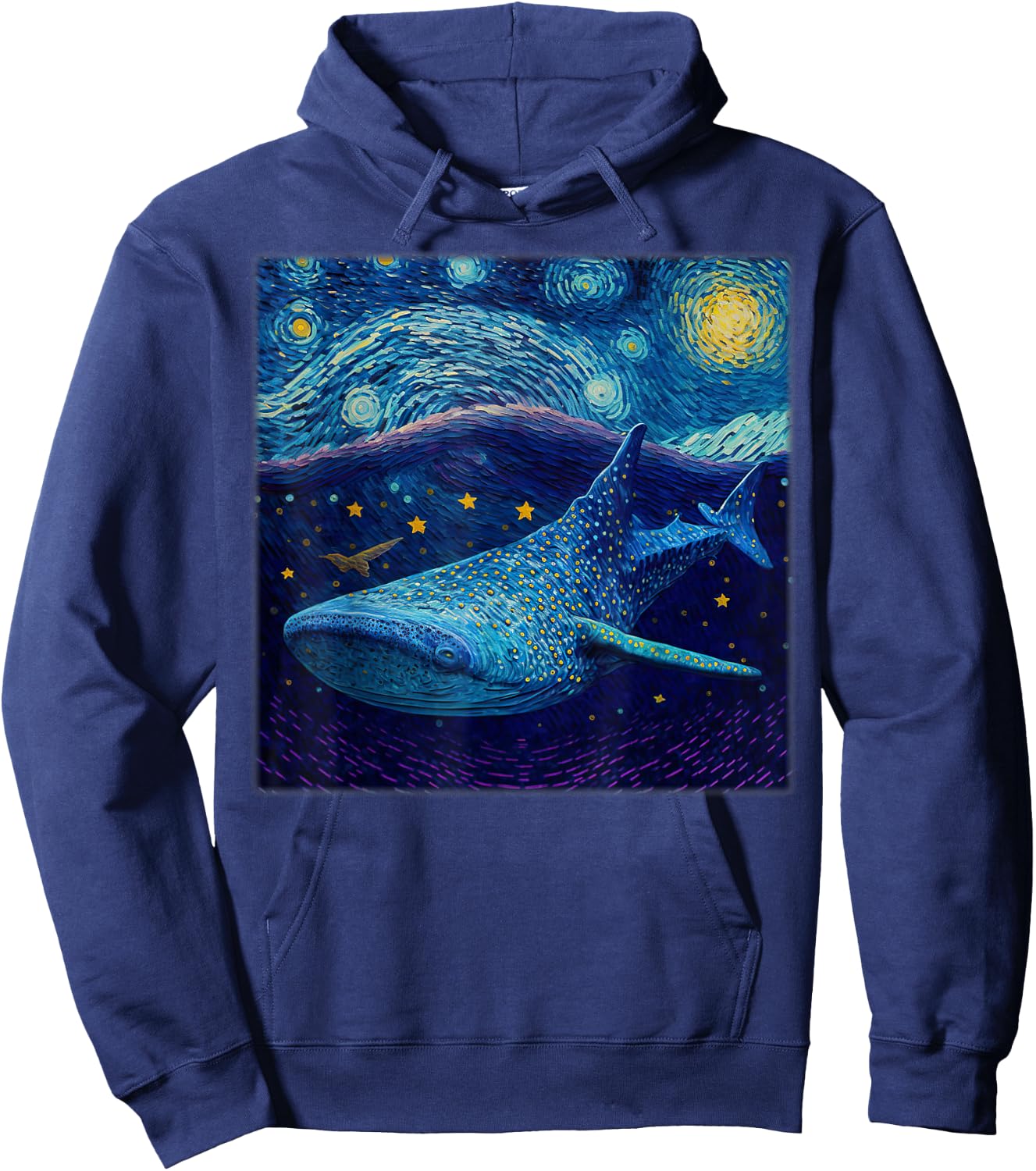 Surrealism Starry Night Whale Shark Hoodie - Hoodie | Navy