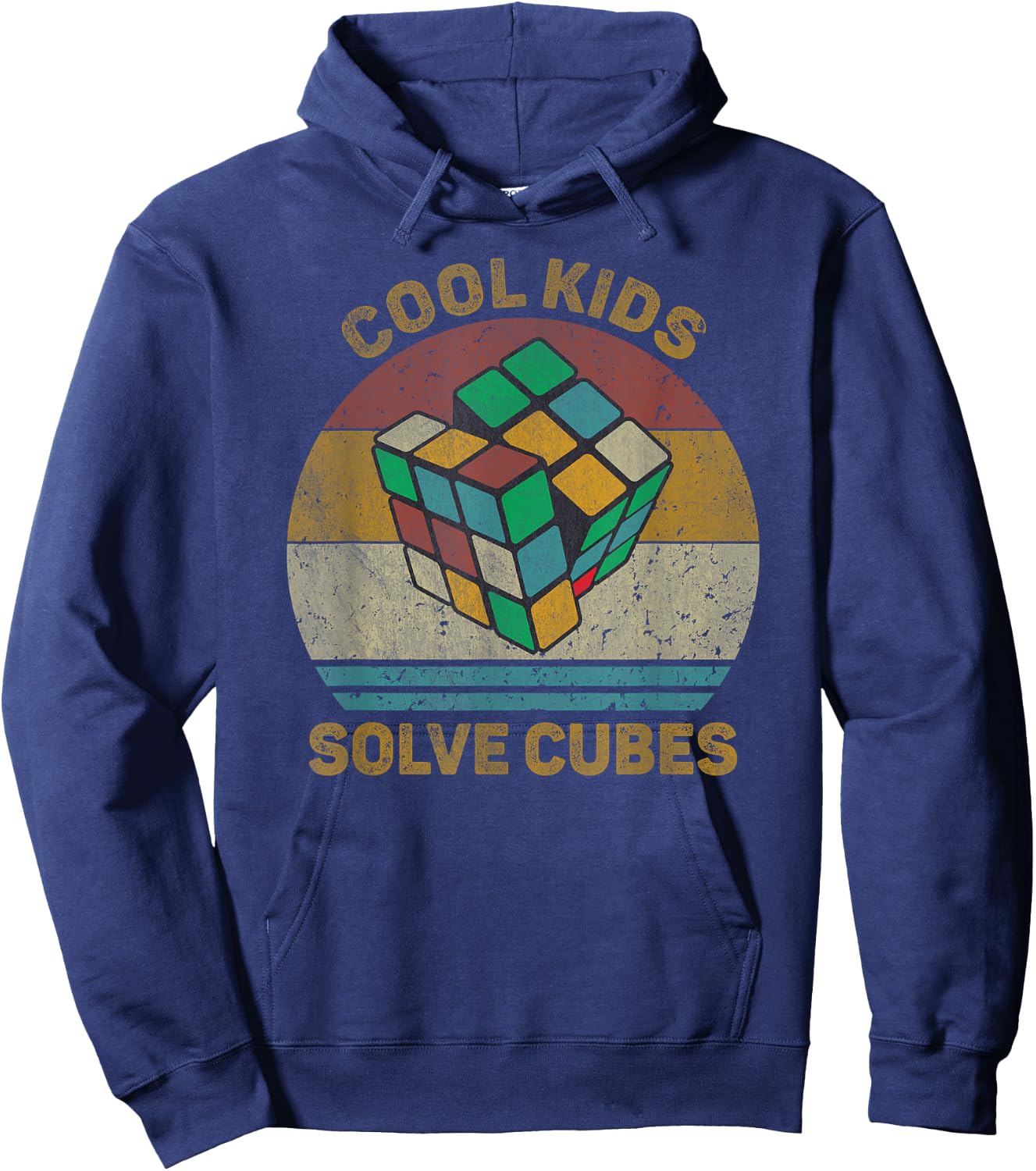 Cool Kids Solve Cubes Vintage Math Speedcubing Lovers Hoodie - Hoodie | Navy