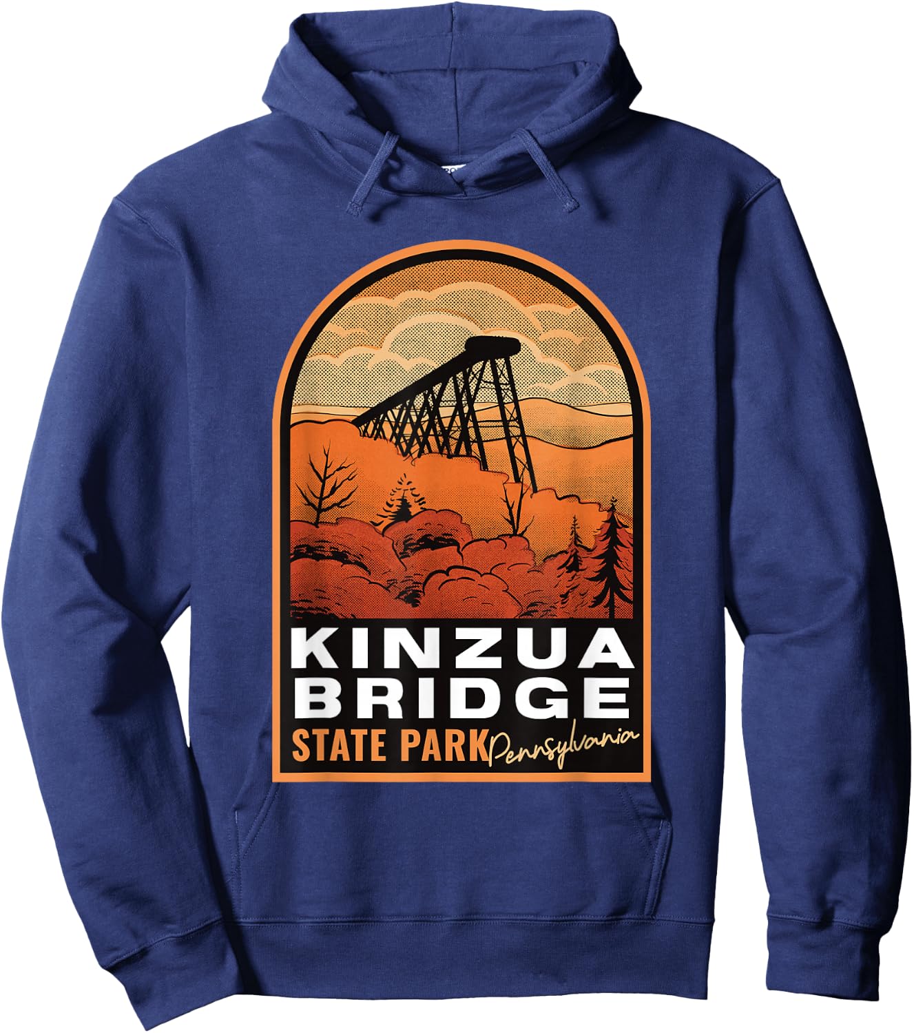 Kinzua Bridge State Park PA Vintage Hoodie - Hoodie | Navy