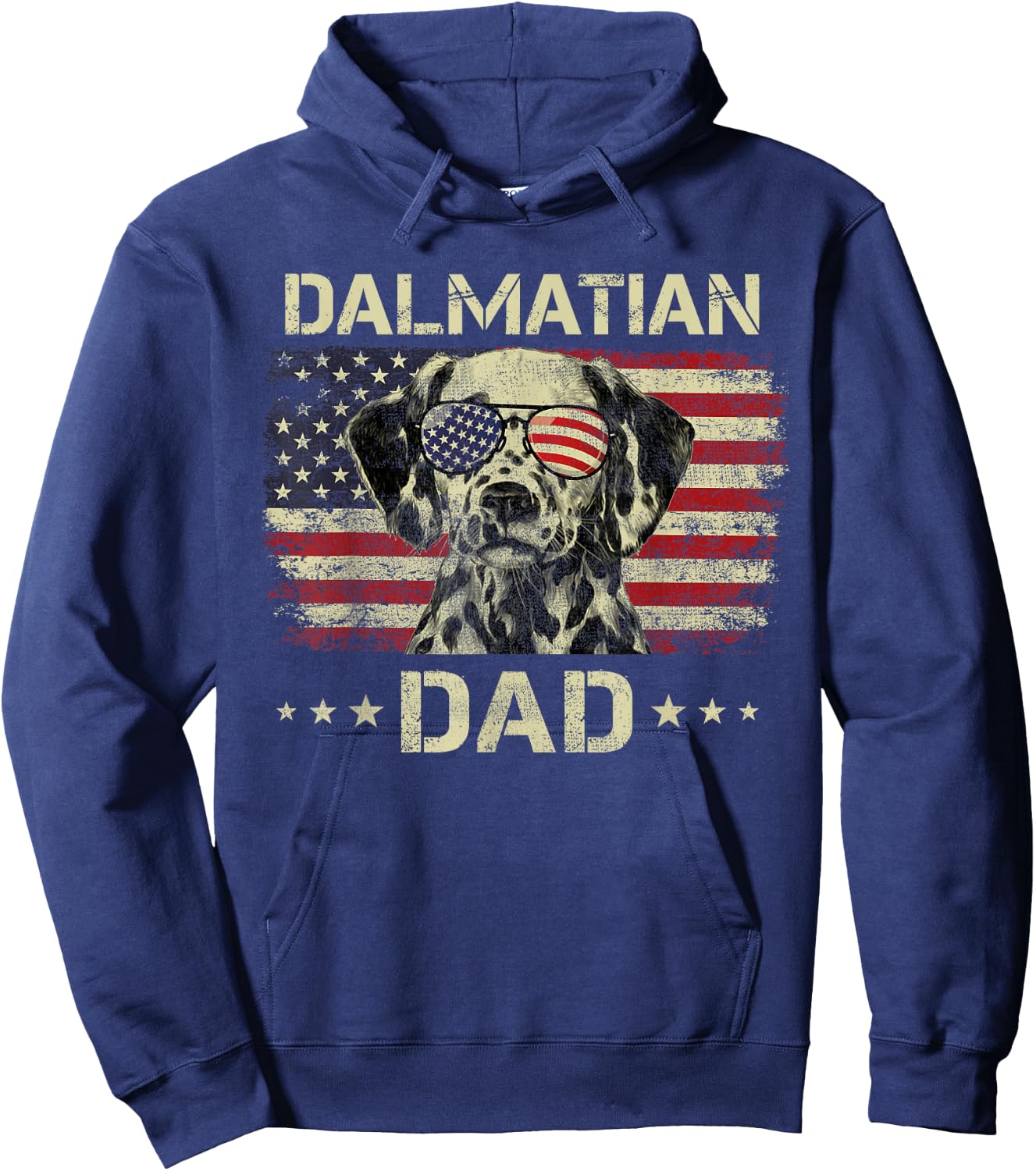 Dalmatian Dad Dog Lovers American Flag 4th Of July Men Hoodie - Hoodie | Navy