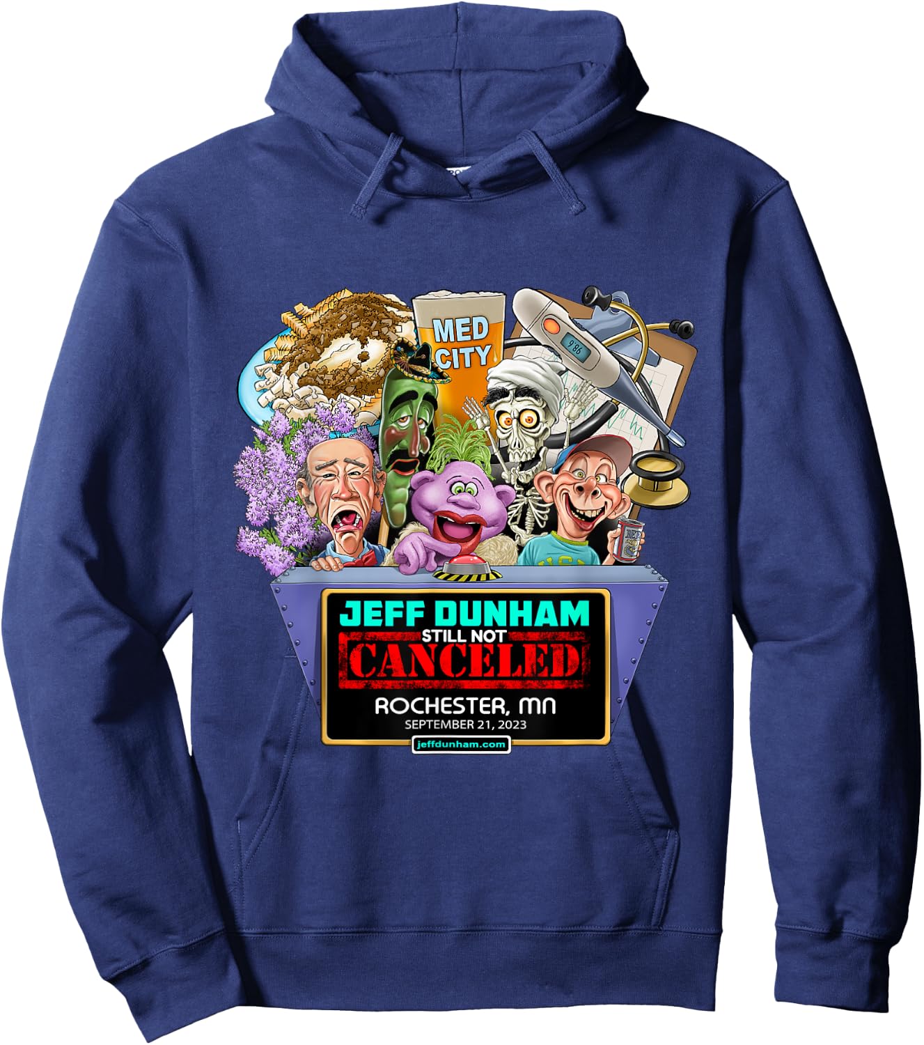 Jeff Dunham Rochester, MN (2023) Hoodie - Hoodie | Navy